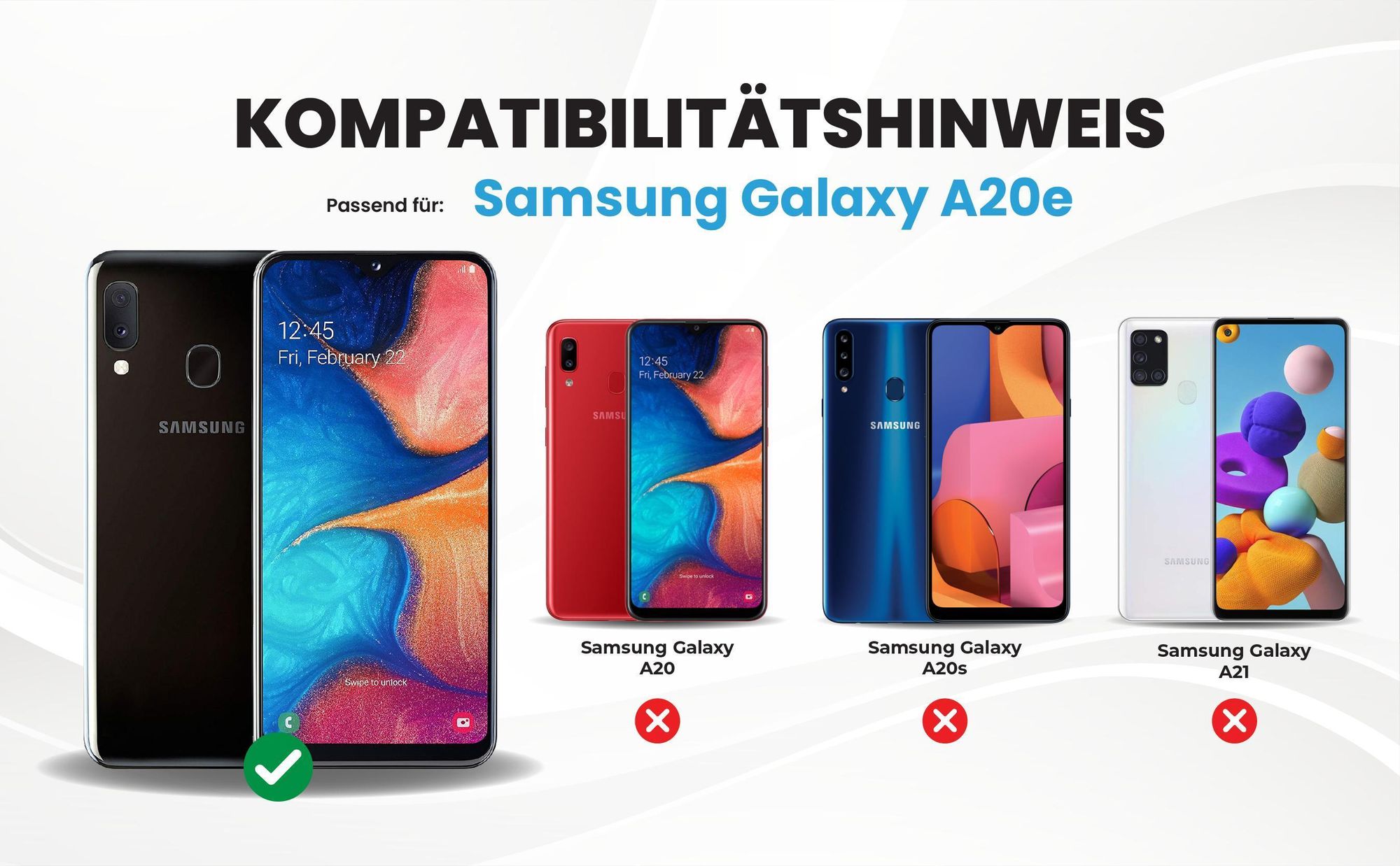 Kompatibilitätshinweise Hülle für Samsung Galaxy A20e