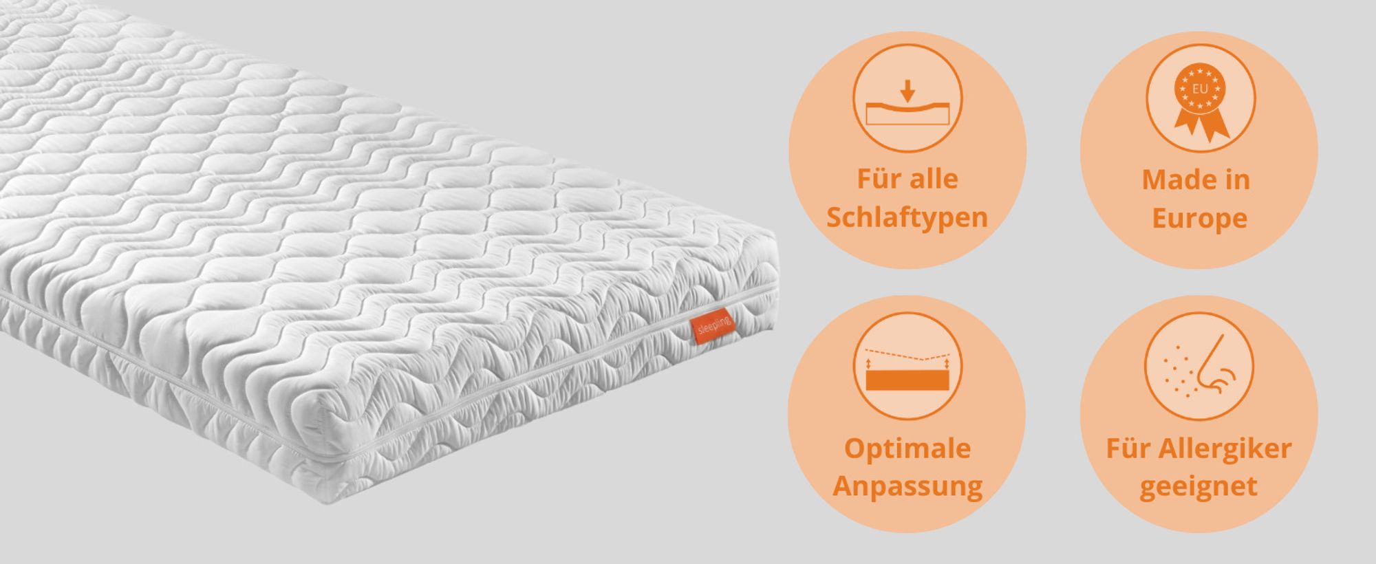 Ergonomische 7-Zonen Kaltschaummatratze, 90 x 200 cm, 15 cm, H2 & H3, sleepling 500 Duo