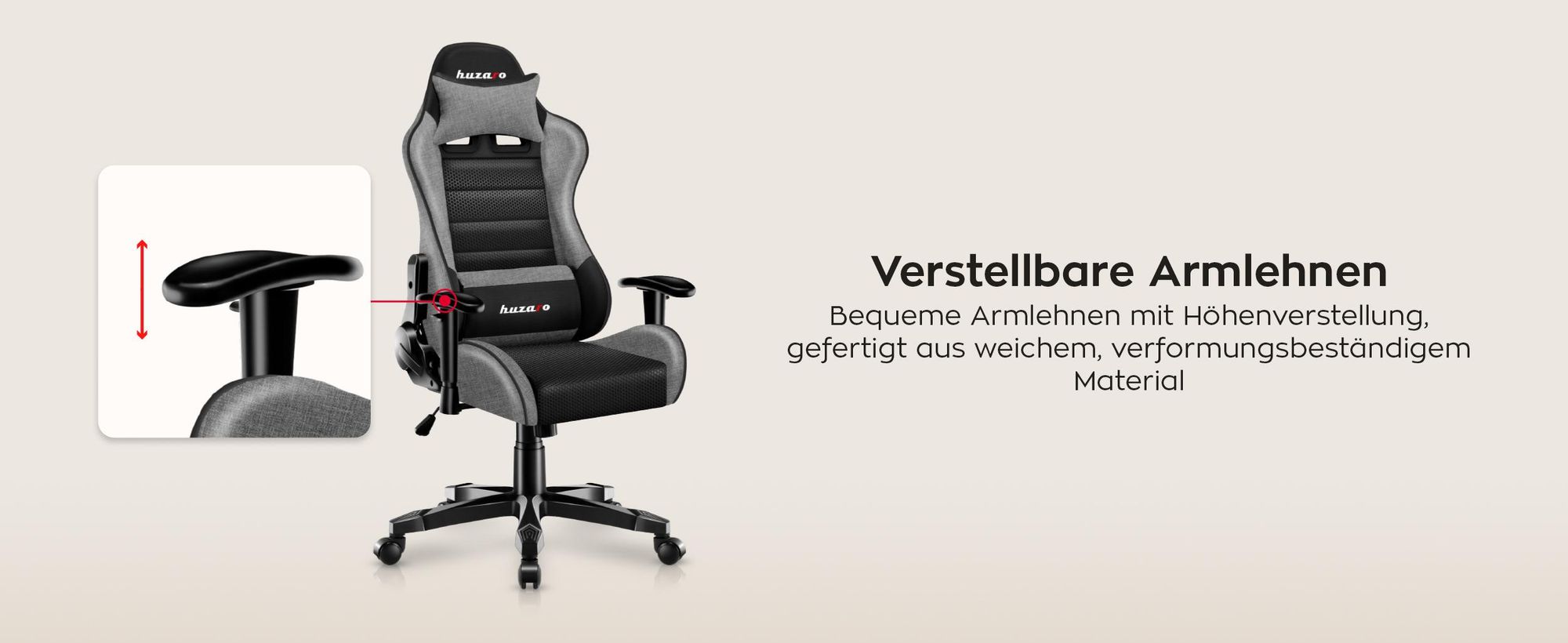 Huzaro Kinder Schreibtischstuhl Ranger 6.0 Gaming Stuhl Racing Sessel Bürostuhl Drehstuhl Gamer bis 130 kg mesh Grau