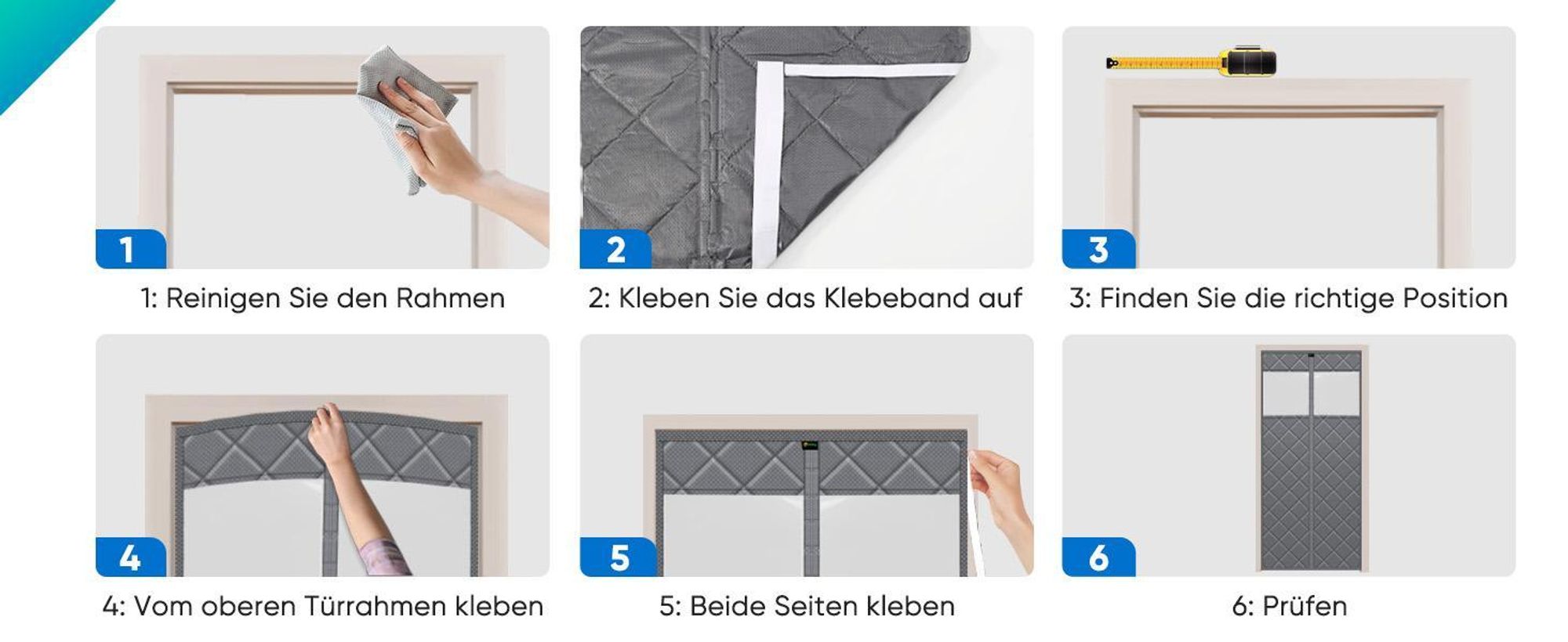 Türvorhang Kälteschutz Winter, Thermovorhang magnetisch, winddicht Wärmeschutzvorhang, wärmeisolierend für Wohnzimmer & Balkon, selbstklebend 90x210cm