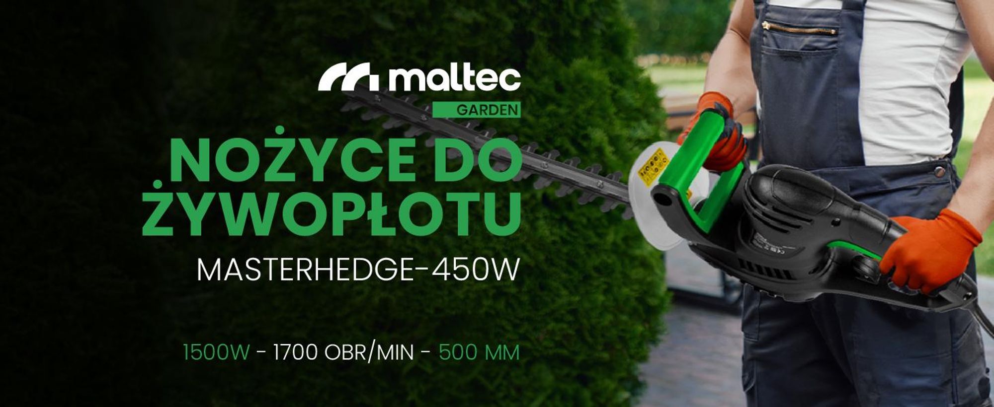 elektryczne nożyce do żywopłotu o długości 50cm z osłoną rąk