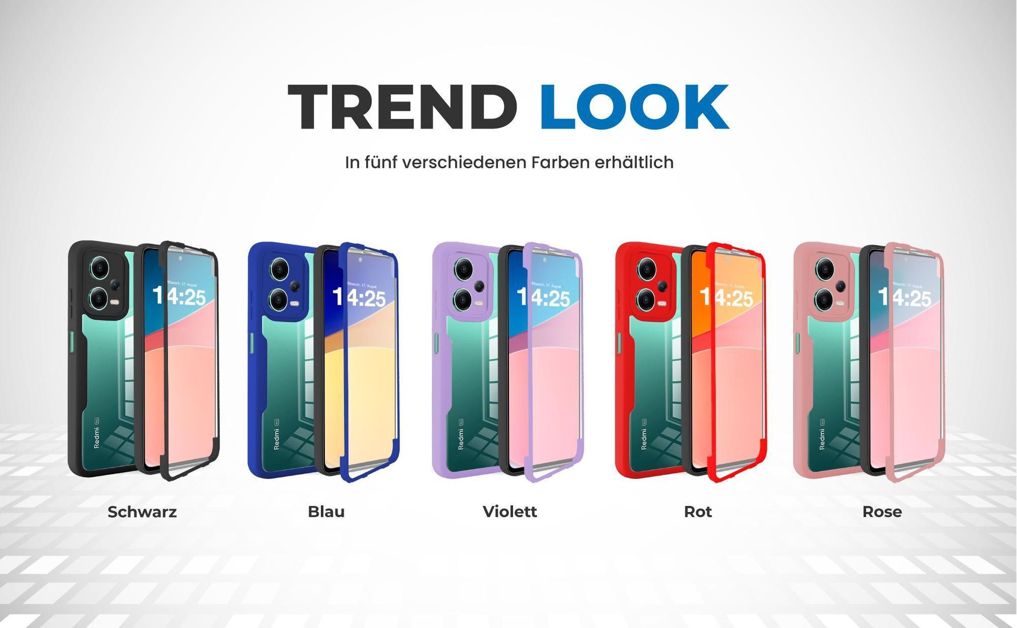 360 Grad Cover Front Back für Xiaomi Redmi Note 12 Pro+ 5G in verschiedenen Farben