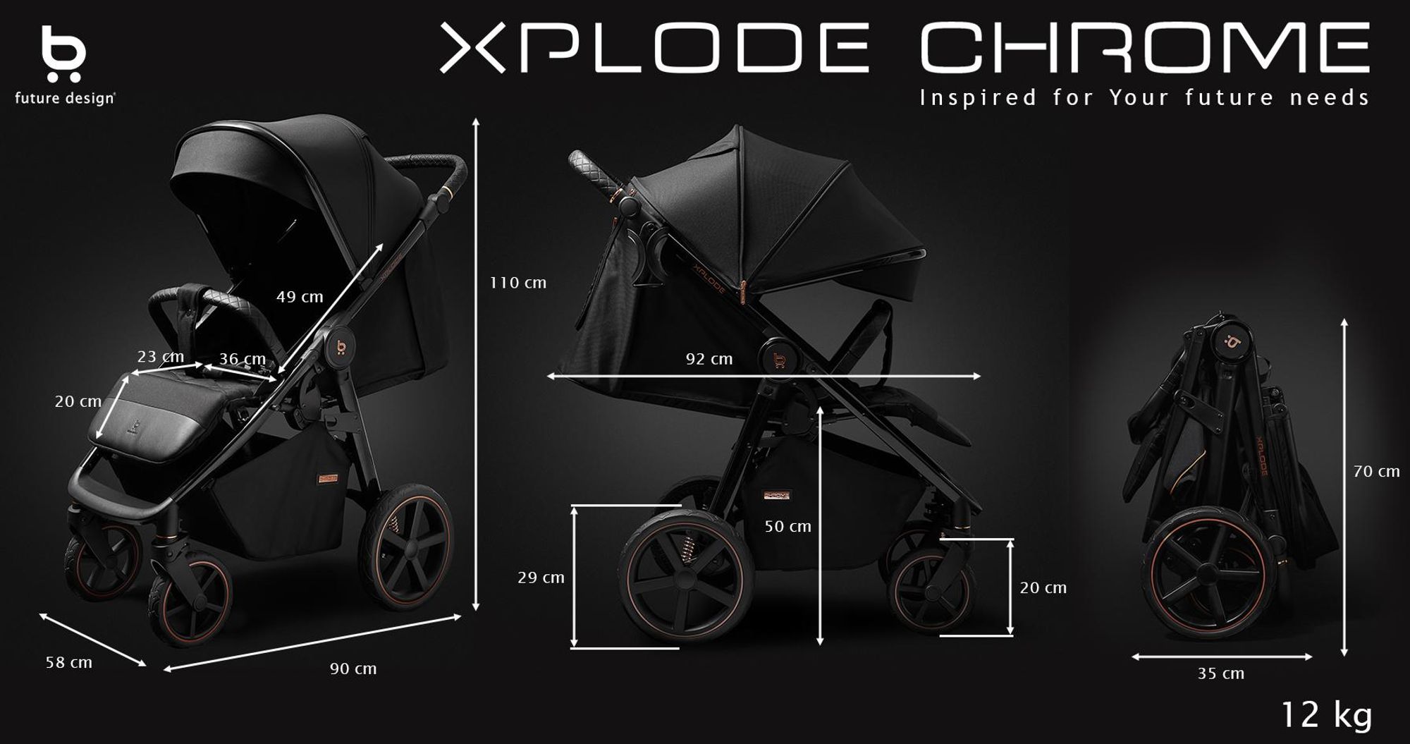 Future Design Kinderwagen Xplode Chrome Jet Black 8716 00 10