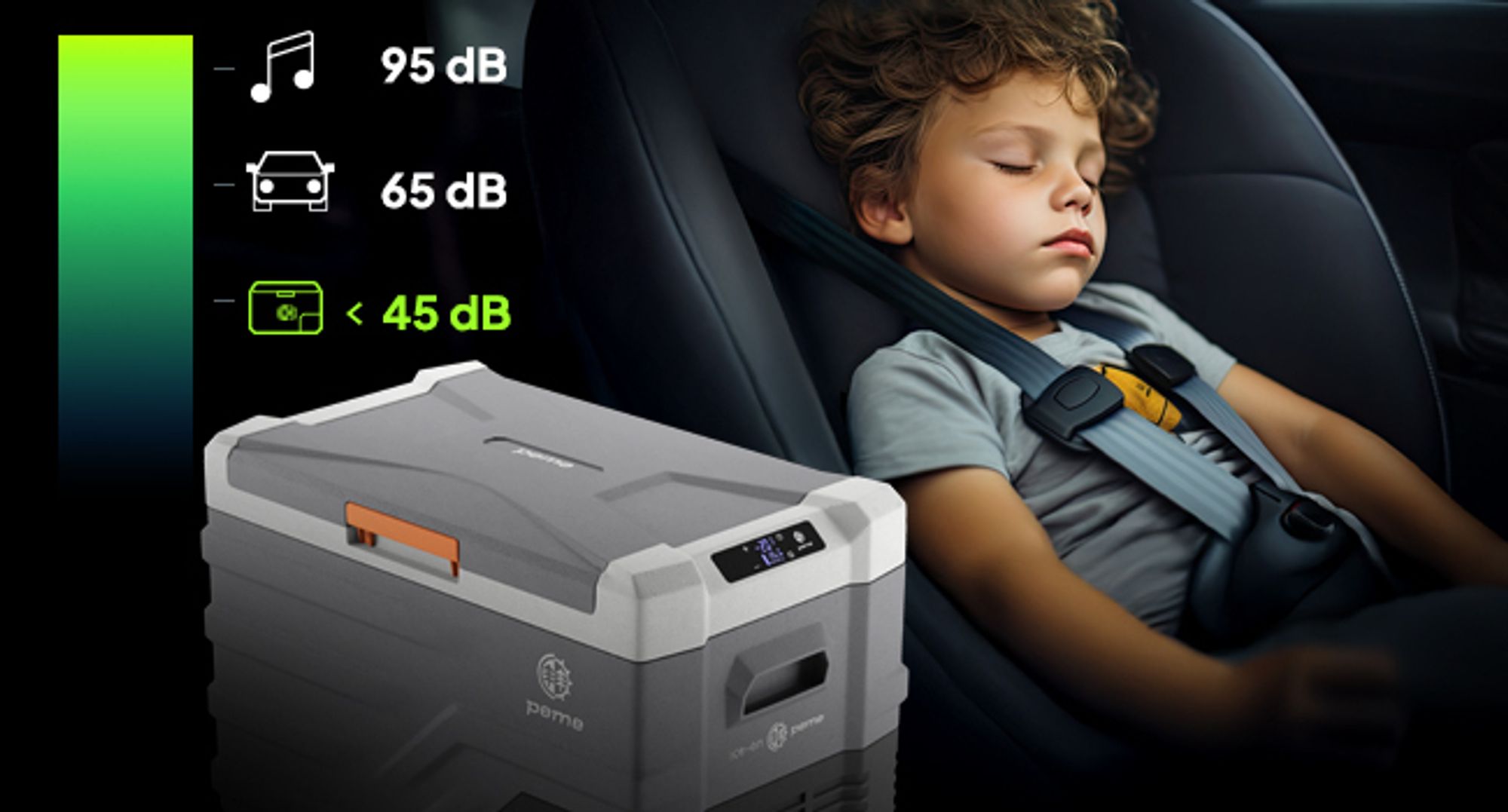 Chladicí box PEME Quest 40 s kompresorem, 35 l – automobilová lednička, elektrická mraznička, lednička do kamionu, auta a na kempování, s aplikací a USB, vnitřní osvětlení, mraznička do -20 °C
