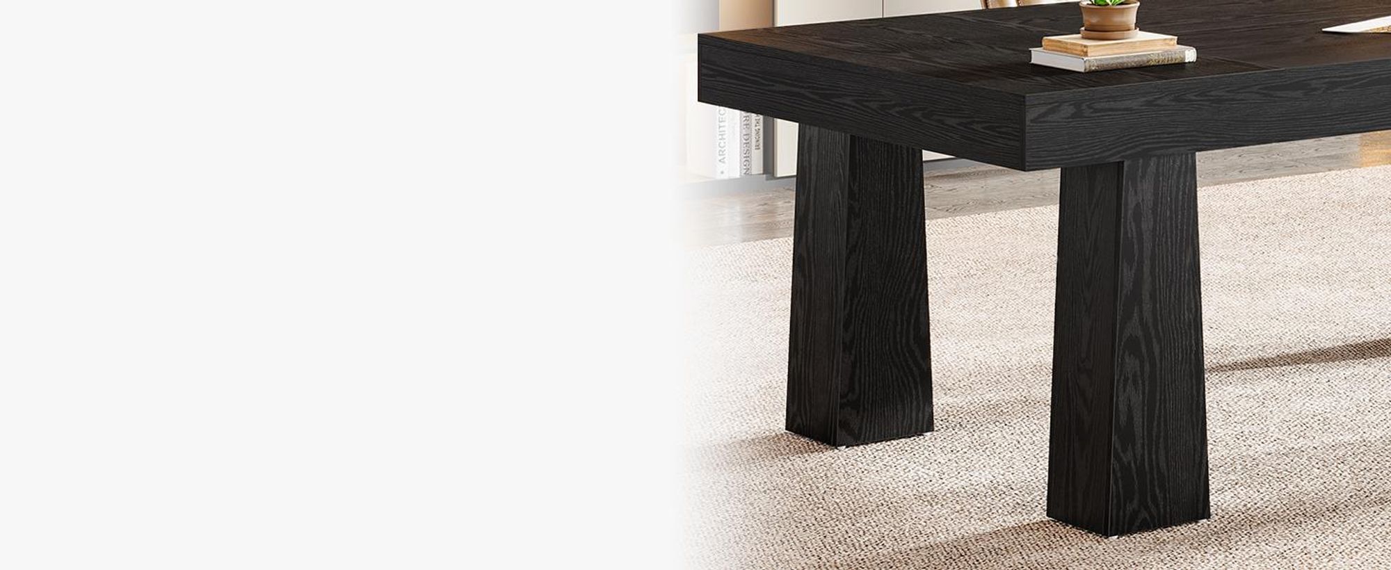 Tribesigns 160 cm Schreibtisch, robuster rechteckiger moderner Industrie-Besprechungstisch mit 4 konischen Beinen fürs Büro, Arbeitsplatz, Schwarz