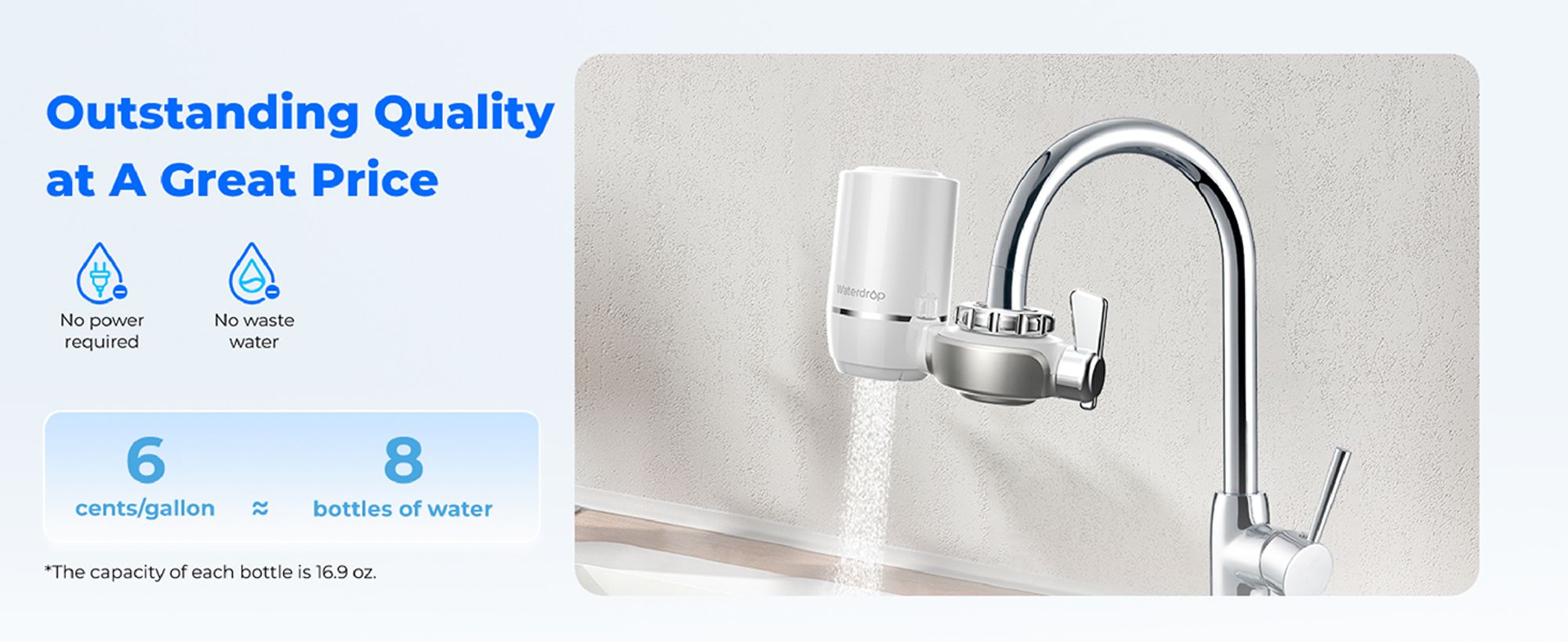 Waterdrop WD-FC-01 Wasserfilter Wasserhahn, Wasserhahnfilter mit Ultra Adsorptivem Material (4 Filter Enthalten)