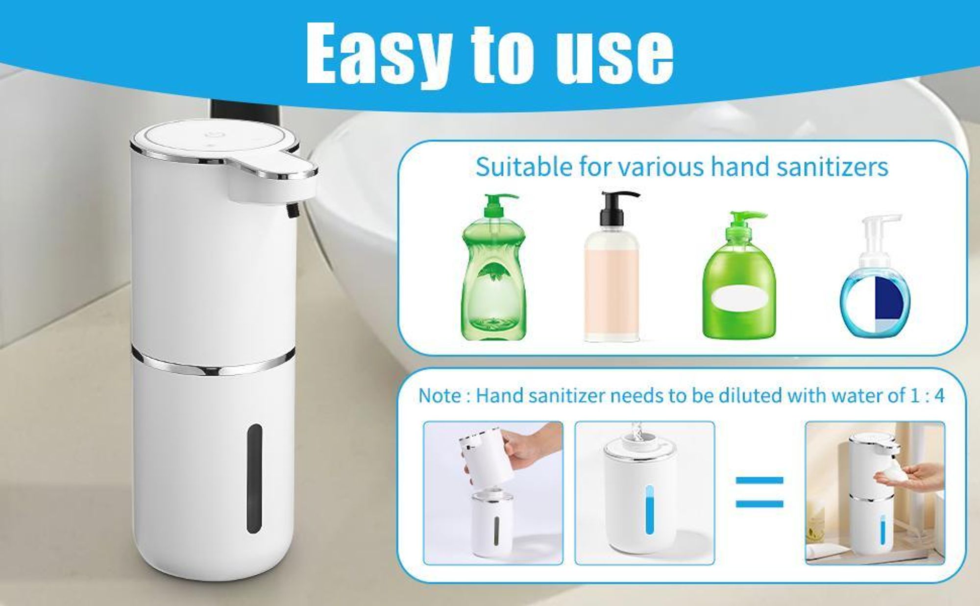 Seifenspender Automatisch, Sensor Infrarot, 380ml Berührungsloser Automatischer Seifenspender, USB Wiederaufladbar,IPX5 Wasserdicht für Bad Toilette