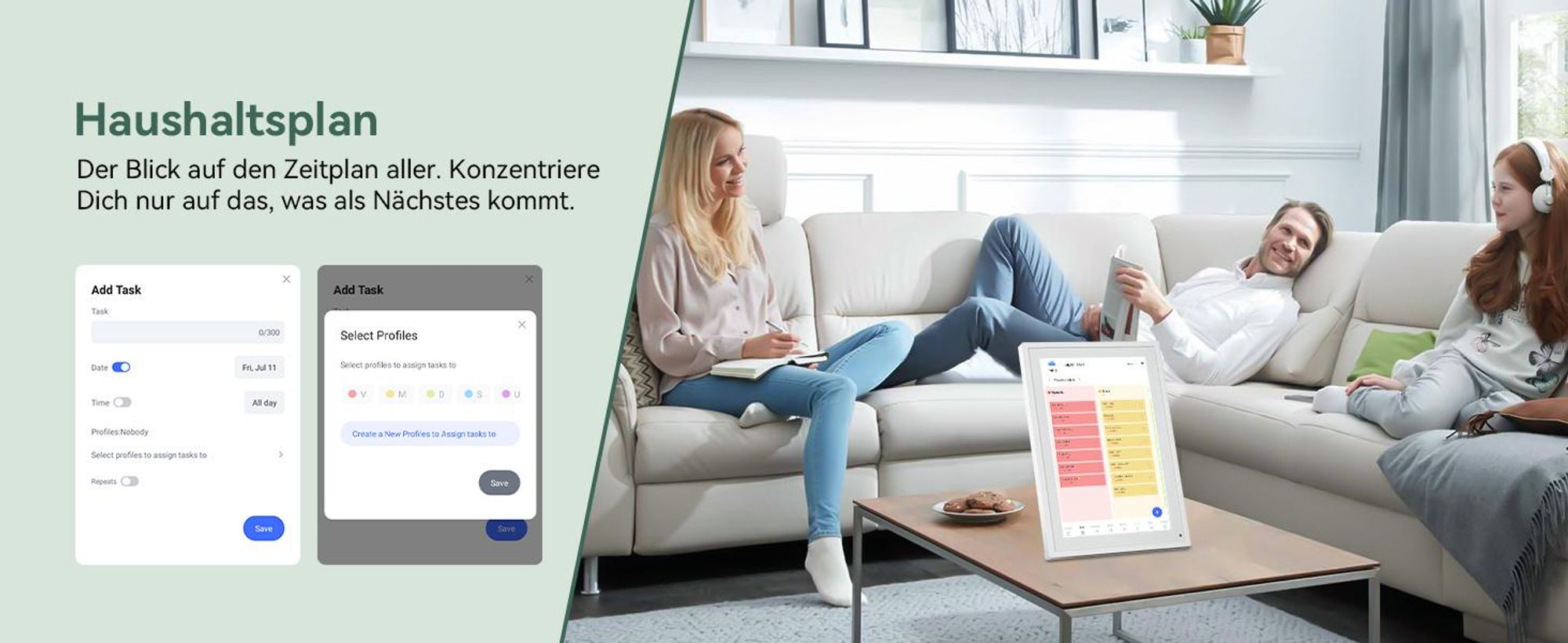 TABWEE P10 10,1 Zoll Digitaler Kalender und Desktop Bilderrahmen mit Touchscreen, WLAN, 1280x800, 16:10, Multi-Device-Sync und Sharing, Fotorahmen