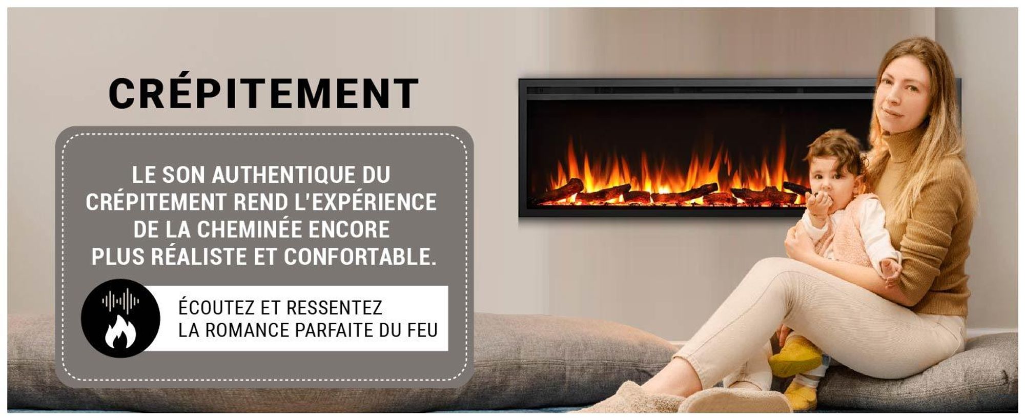 Cheminée électrique encastrable BALDERIA Atalanta 60 – Puissance de chauffage jusqu'à 1 500 W, noire