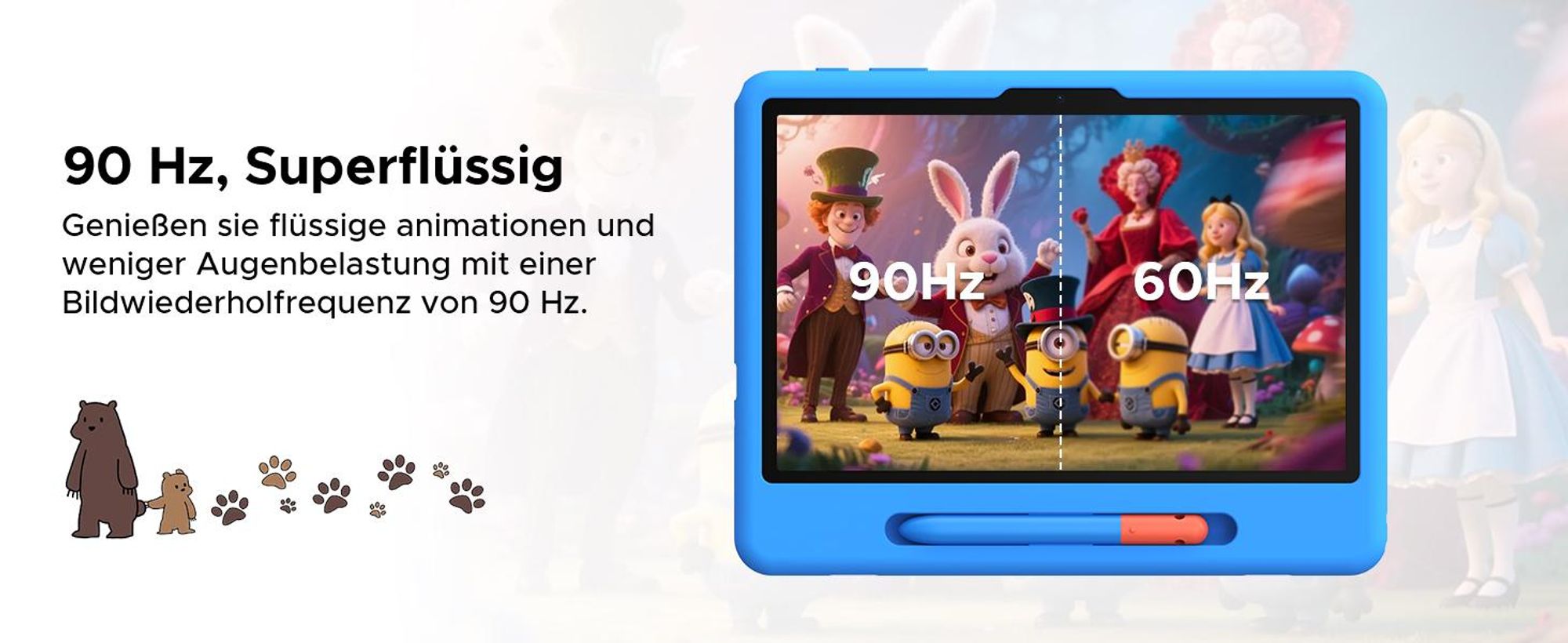 POCKAM P10 Kids 10.1" Tablet, Gemini AI, Android 16, 32(6+26)GB RAM+64GB ROM/TF 2TB, 7000mAh, WiFi Tablet für Kind mit Kindgerechte Hülle und Stift