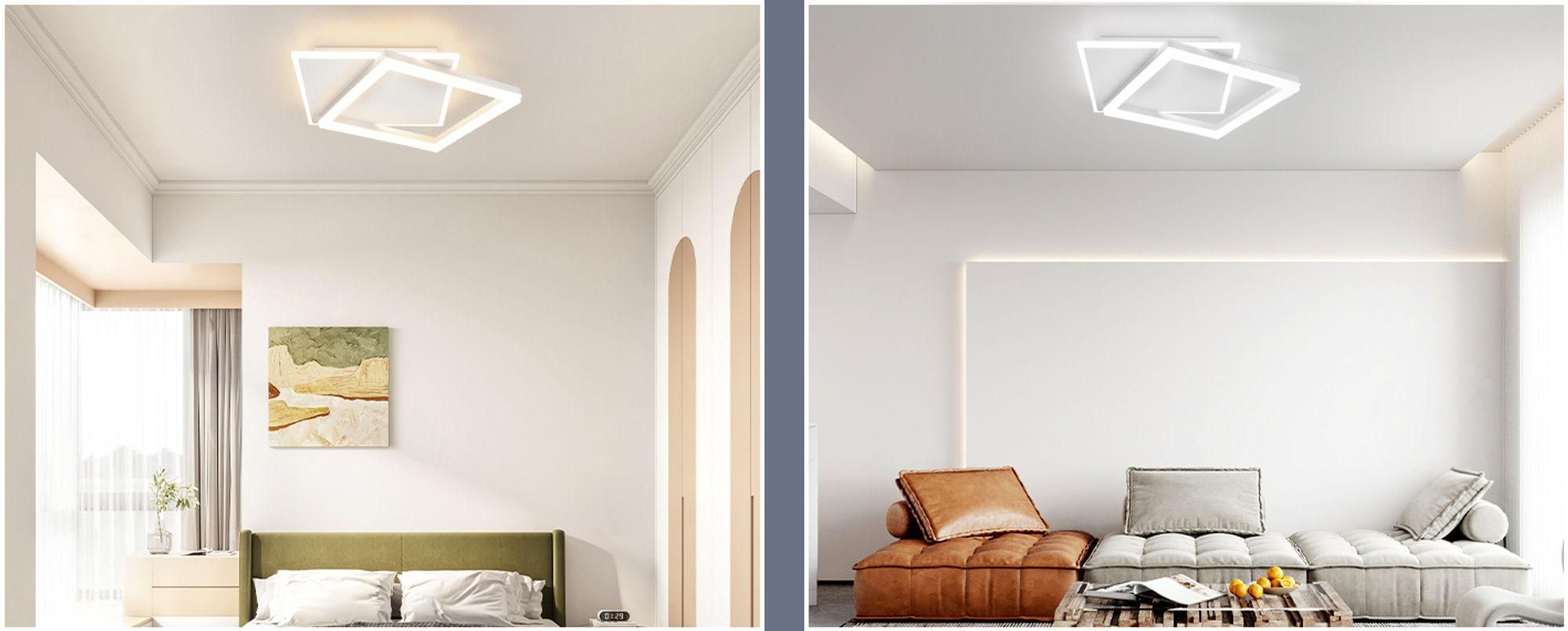 ZMH LED Deckenleuchte Weiß Wohnzimmer Dimmbar mit Fernbedienung Deckenlampe 44W Quadratisch Metall für Schlafzimmer Büro Küche Esszimmer
