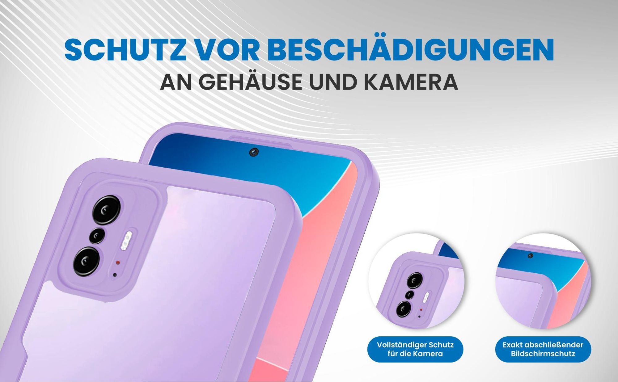 Violette 360 Grad Handyhülle für Xiaomi 11T / 11T Pro Front und Backcover