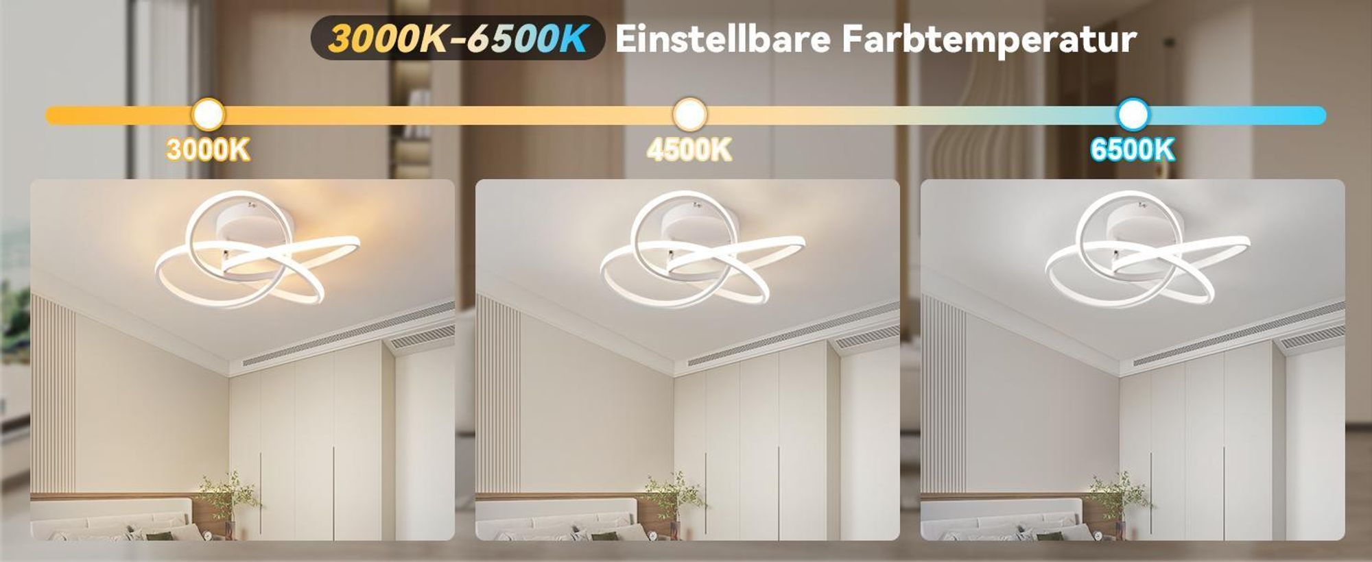 ZMH Deckenleuchte LED Deckenlampe Schlafzimmer 46W Schlafzimmerlampe Dimmbar mit Fernbedienung Modern Vierblättrige Blume Design Flurlampe Weiß Wohnzimmer Deckenlampen für Büro Kinderzimmer Flur