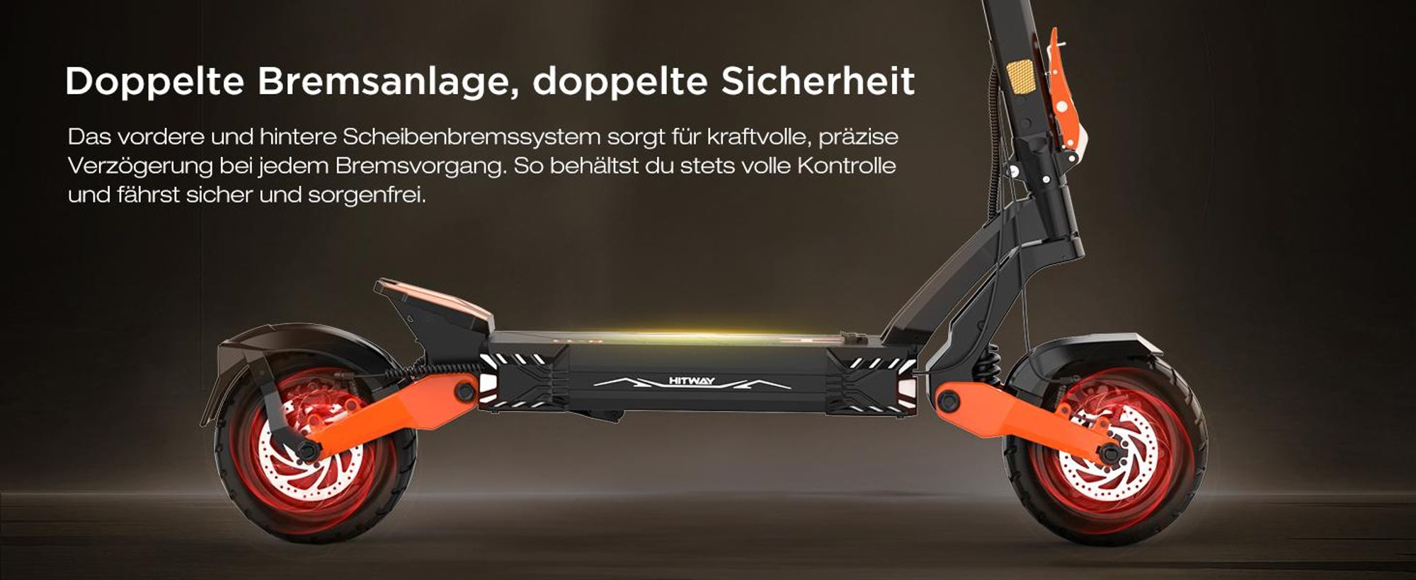HITWAY E Scooter mit Straßenzulassung ABE, Elektroscooter mit 250W*2 Motor Spitze 1800*2, 10 " Offroad Luftreifen ,52V 23.4Ah,APP, NFC,Max 100 KM,IPX6
