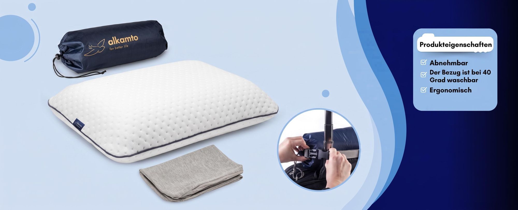 Produktbilder weißer Tablets und Eingabestifte auf blau-weißem Hintergrund.