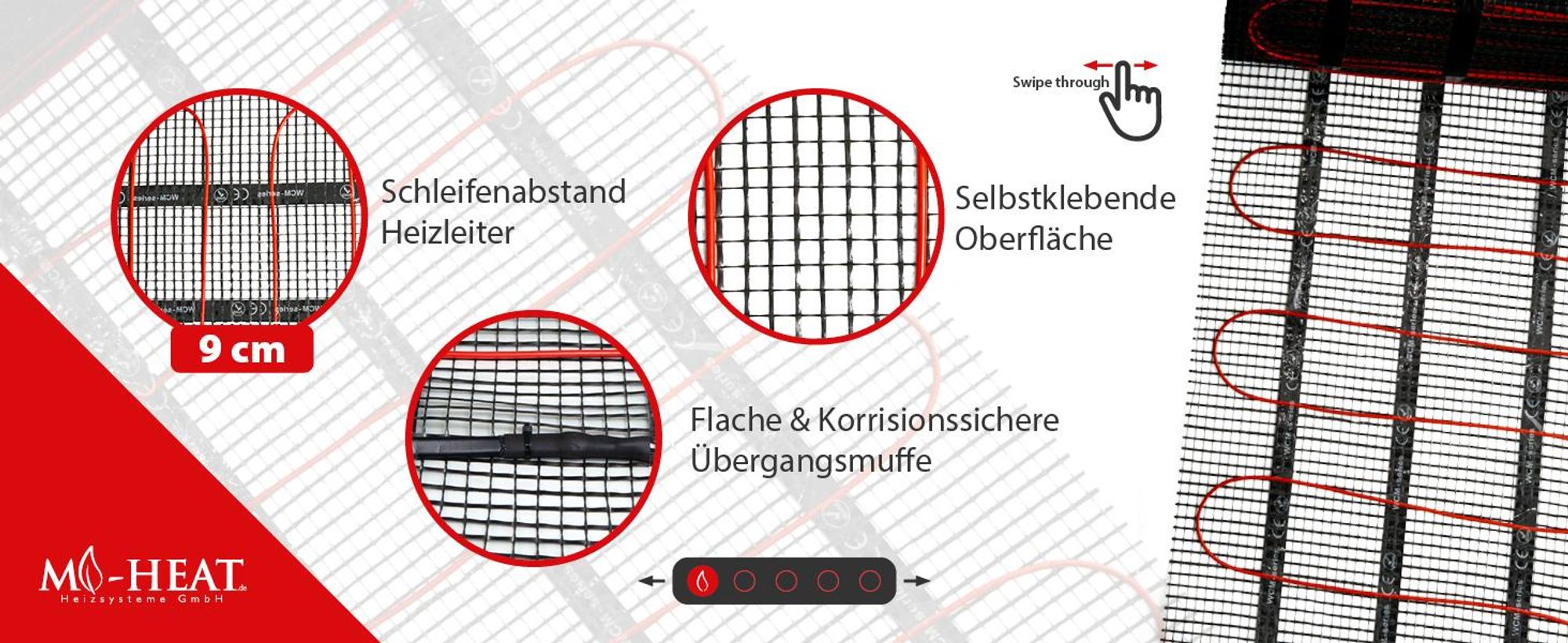 Elektrische Fußbodenheizung 10m² für Fliesen 200Watt Dünnbettheizmatte Heizmatte