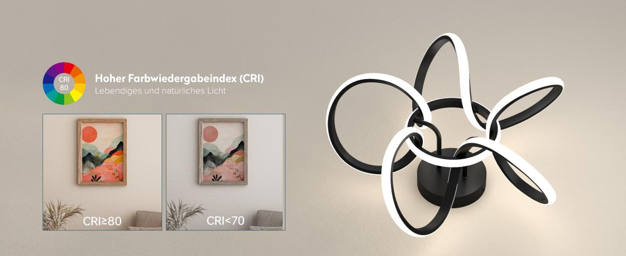 doporro Deckenlampe LED, Deckenleuchte dimmbar mit Fernbedienung, Modern Schlicht Lampe 65W für Wohnzimmer, Schlafzimmer Schwarz Alivetta25035