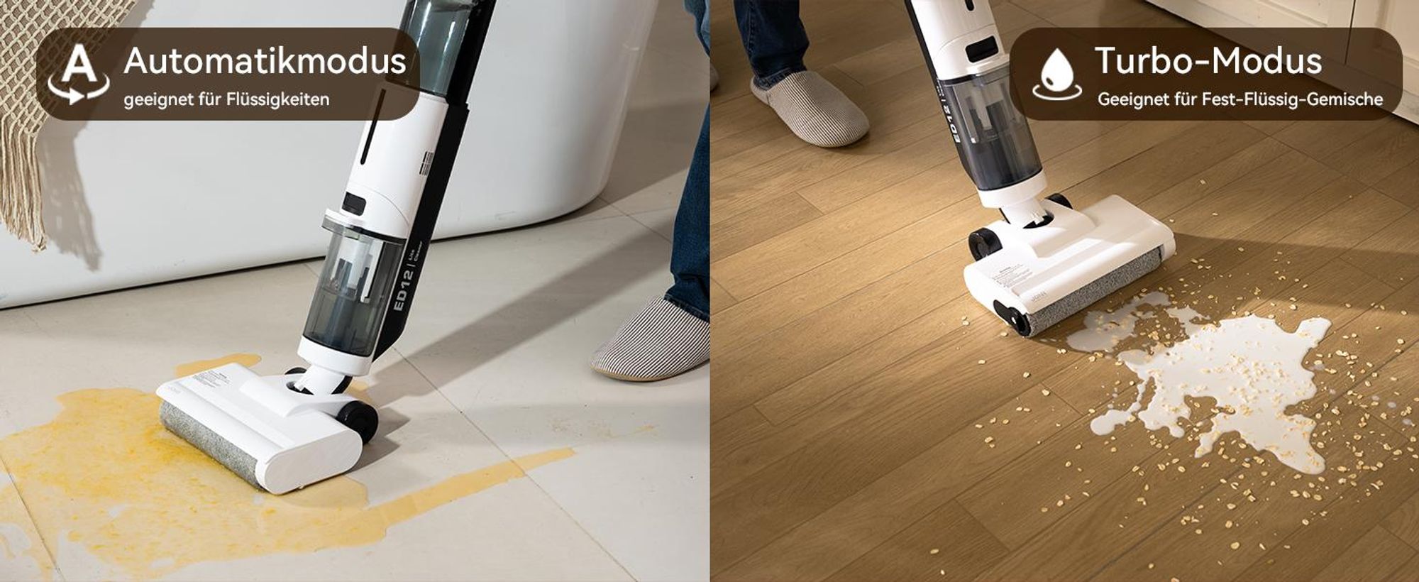 JONR ED12 lite Nass Trockensauger, 750mL Wassertank, 25-Minuten, Kantenreinigungsbürste, automatische Reinigungsfunktion für Hartböden