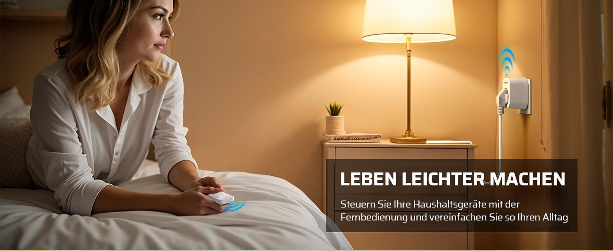 DEWENWILS Funksteckdosen mit Fernbedienung, 3680 W, Magnetische Ein-Tasten-Schalter, 30 m Reichweite,Weiß