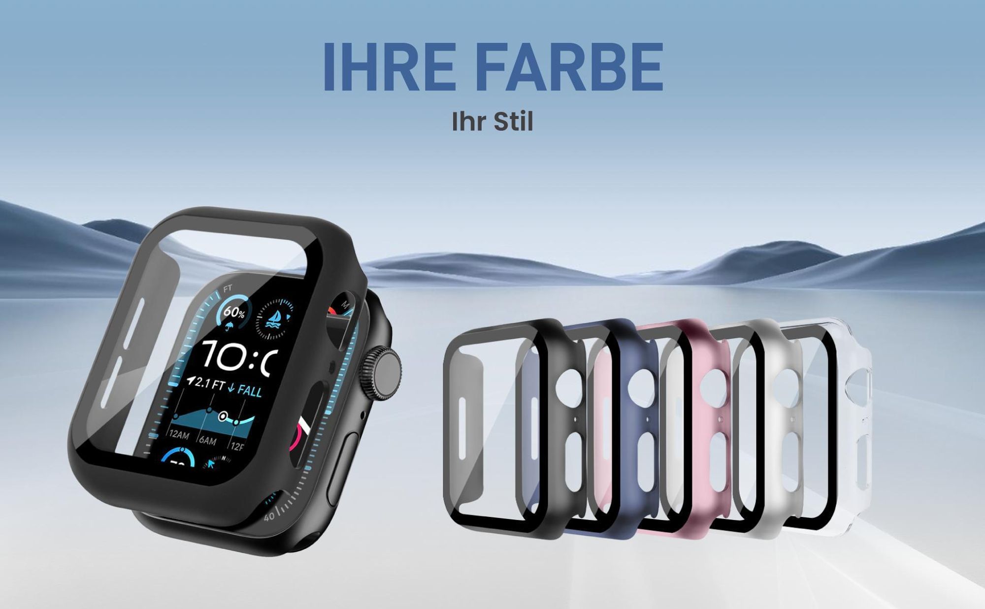 Cover Front Back für Apple Watch Series 4 /5 / 6 / SE 1-3 44 mm in verschiedenen Farben