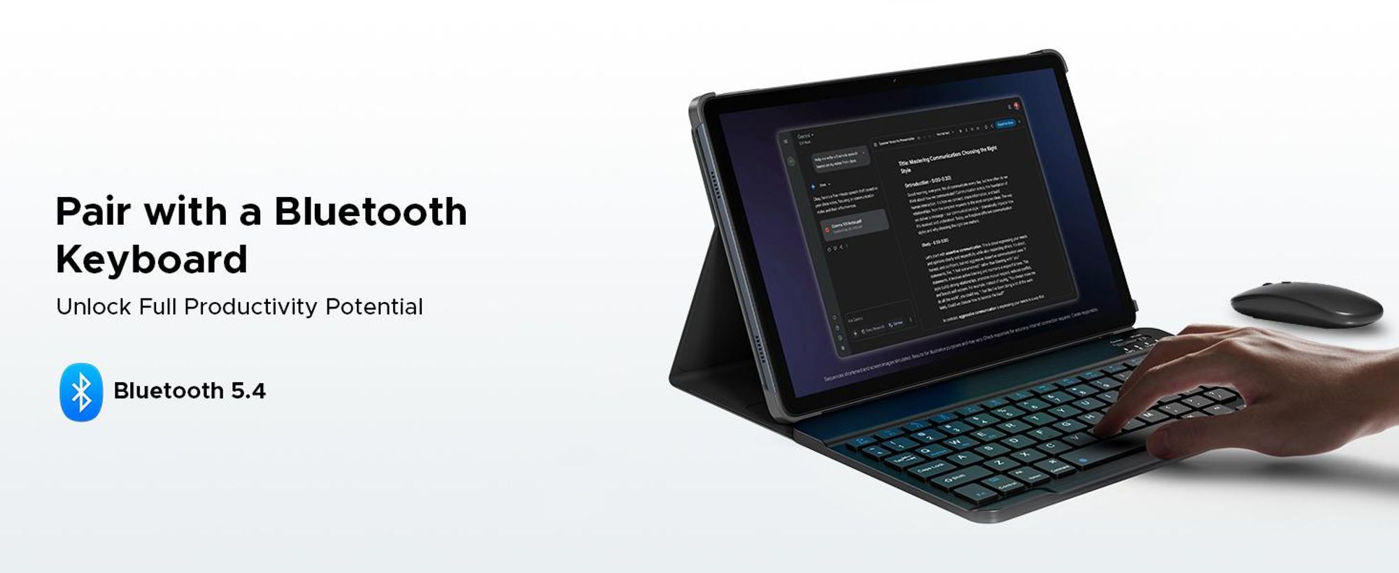 P12 Plus Tablet, 12,2", 2.4K, 120H display – Android 16, 48GB RAM (12+36) + 256GB ROM (uitbreidbaar tot 2TB met TF-kaart), 12000mAh batterij, T7300 processor, Widevine L1, Bluetooth 5.4 – inclusief toetsenbord, muis en stylus