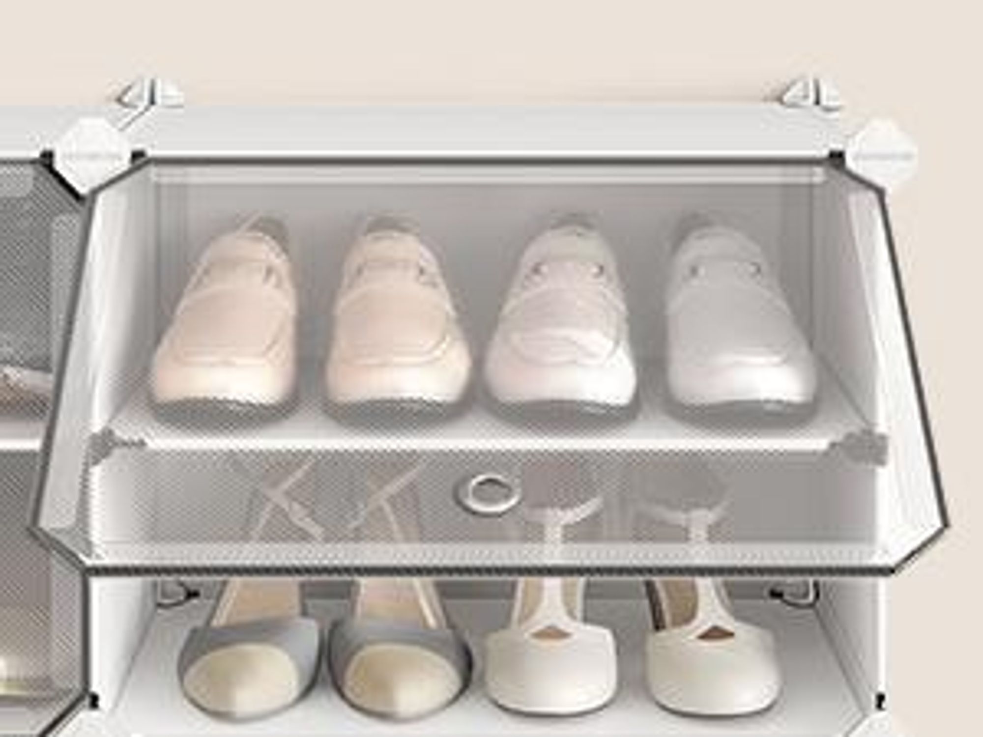 SONGMICS Schuhregal 4 Fächern, Schuhschrank, mit Türen weiß