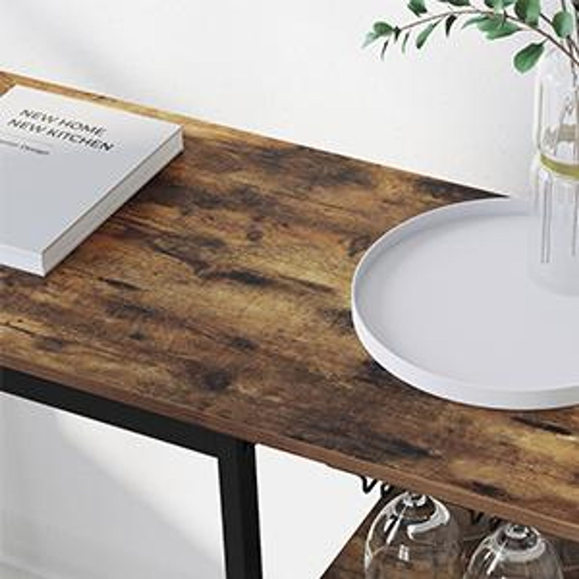 VASAGLE Bartisch mit Halterungen für Weingläser und Flaschen, Industrie-Design