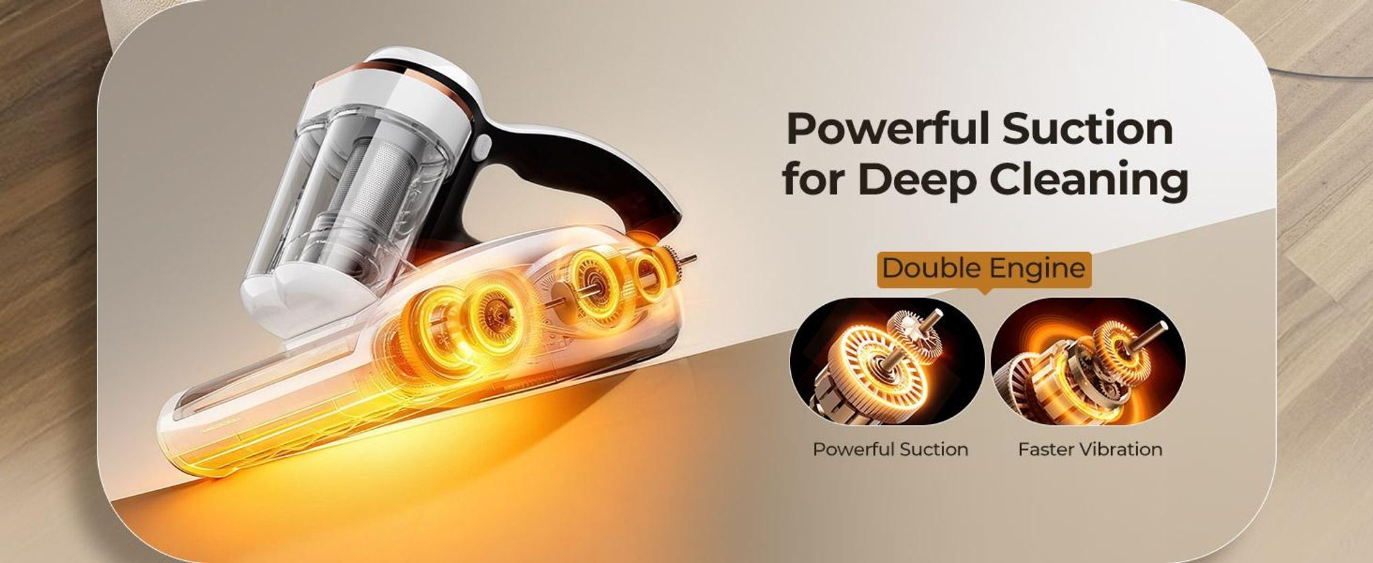 JIGOO J300 Aspirateur d'acariens 500W Aspirateur d'acariens avec lumière UV Aspirateur à main