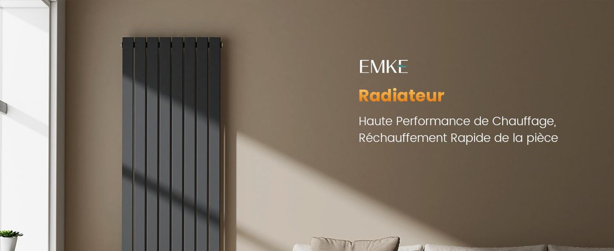 Radiateur EMKE Radiateur à panneaux design vertical 1600 x 460 mm Anthracite Simple couche plat Raccordement central Chauffage Acier SPCC, 751 W sans thermoplongeur