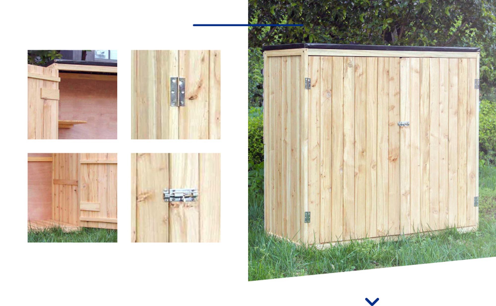 Wiltec Gartenhaus mit Doppeltür in Naturfarbe Holz 136 x 58 x 127 cm Gerätehaus für den Garten Geräteschuppen Gartenschrank Geräteschrank