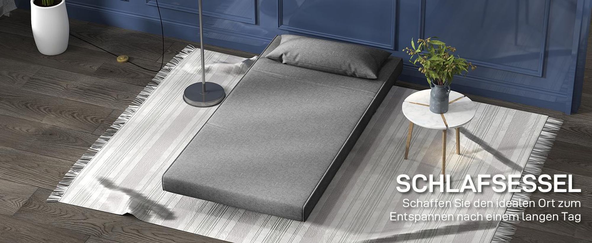 HOMCOM Einzelsofa Schlafsofa Sofabett Klappsofa verstellbar Rückenlehne Liege nordisch skandinavisch 25D Schaumstoff Haus Leinenimitat Tannenholz Grau 94 x 78 x 80 cm