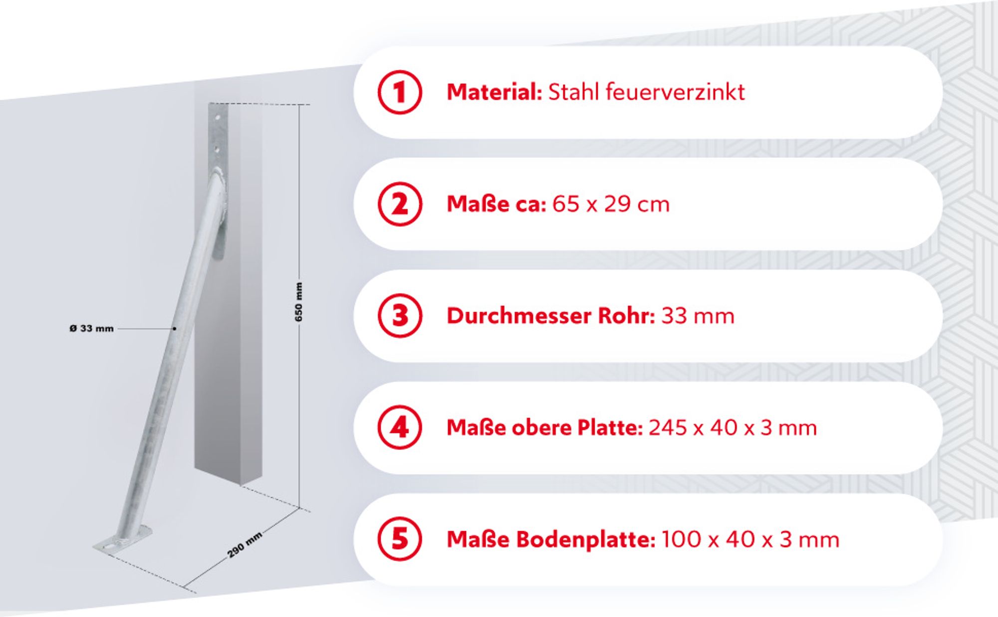 Wiltec Sturmanker aus Stahl 650 x 290 mm, Bodenanker verzinkt, Zaunhalter zur Sturmsicherung, Pfostenhalter für Gartenzaun und Sichtschutz