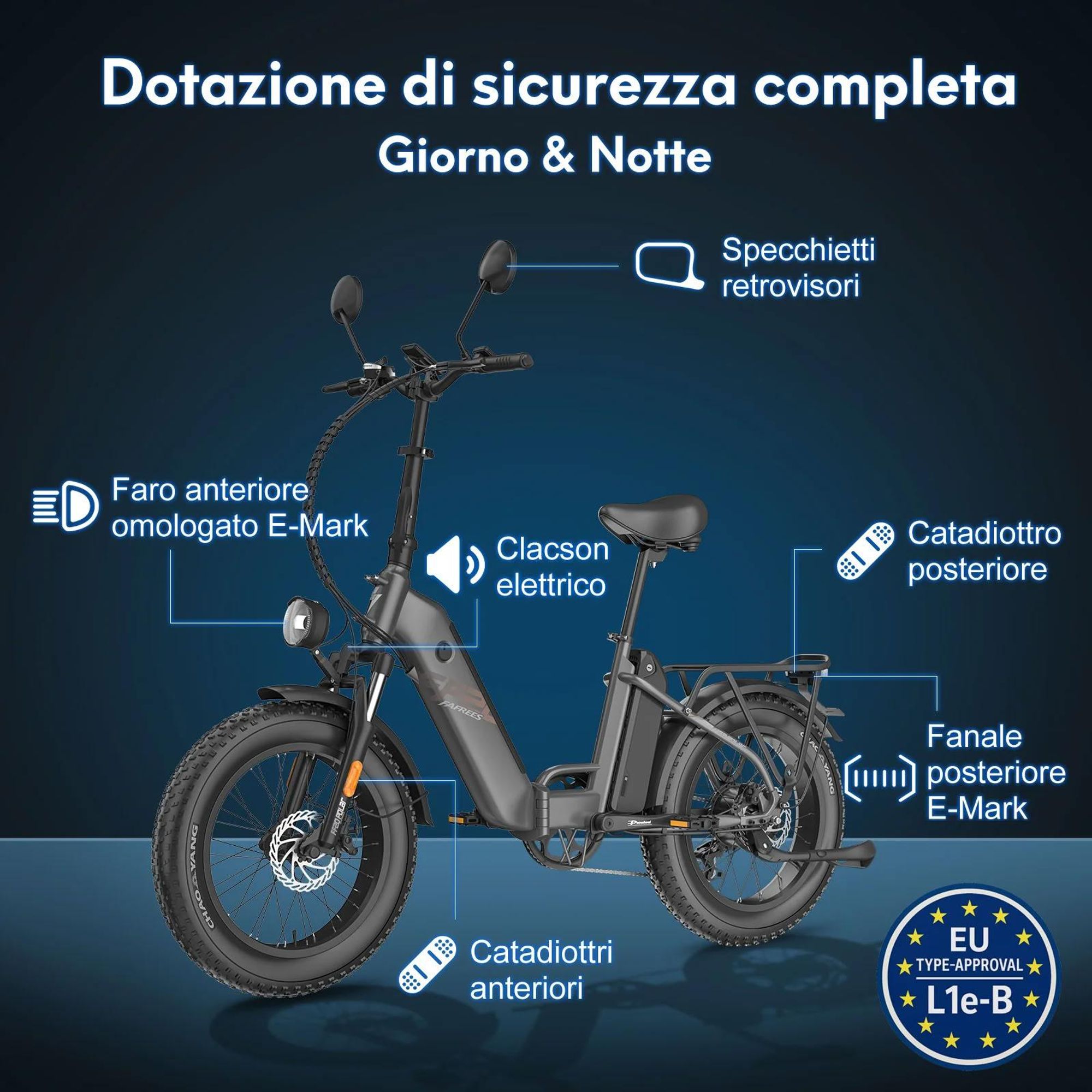 E-Bike FAFREES FF20 Polar - Batteria 48VAh Pneumatici Da 20 Pollici Freni A Disco Meccanici - Blu