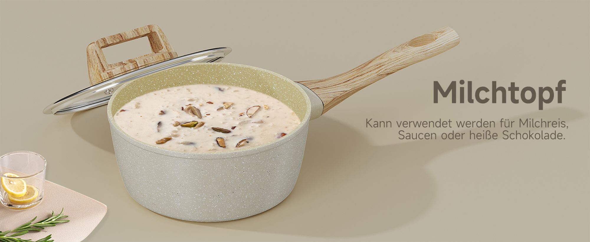 Topfsets, 12-teilige Kochtopfset Antihaft-beschichtete, Aluminium Topfset Induktion Induktionstöpfe mit Deckel, ,Töpfe & pfannen, Beige