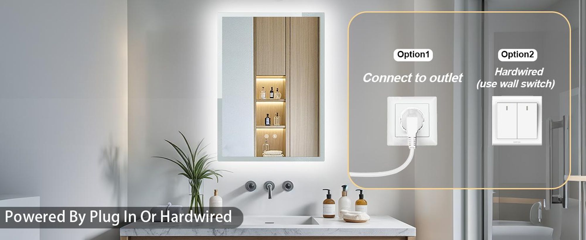 WISFOR Badspiegel mit Beleuchtung beschlagfrei 60 x 80 cm, LED Badspiegel Lichtspiegel Wandspiegel mit Touch-schalter Dimmbar