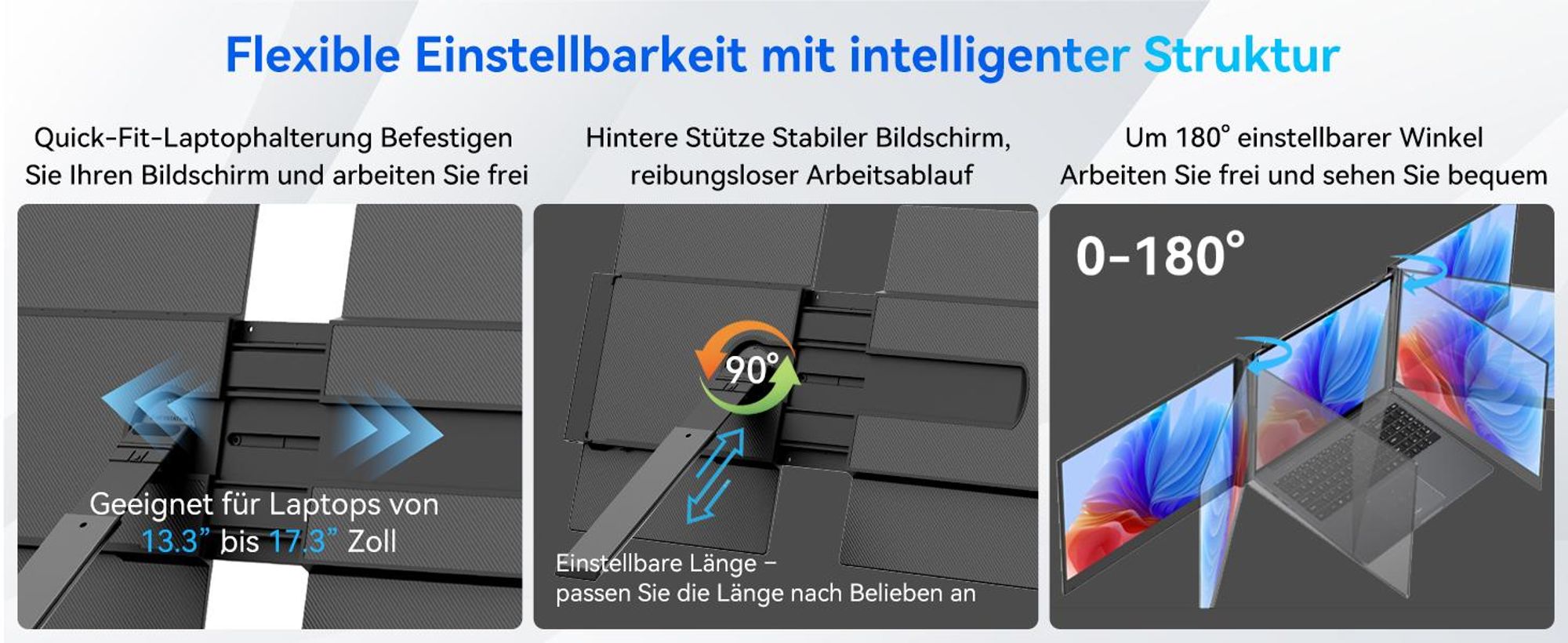 Blackview Tragbarer Bildshirm DCM6 14" mit A3 Bluetooth-Box Dual-Screen-Laptopmonitor, ultradünn, FHD, für 13,3"-17,3" Laptops, 180° drehbar