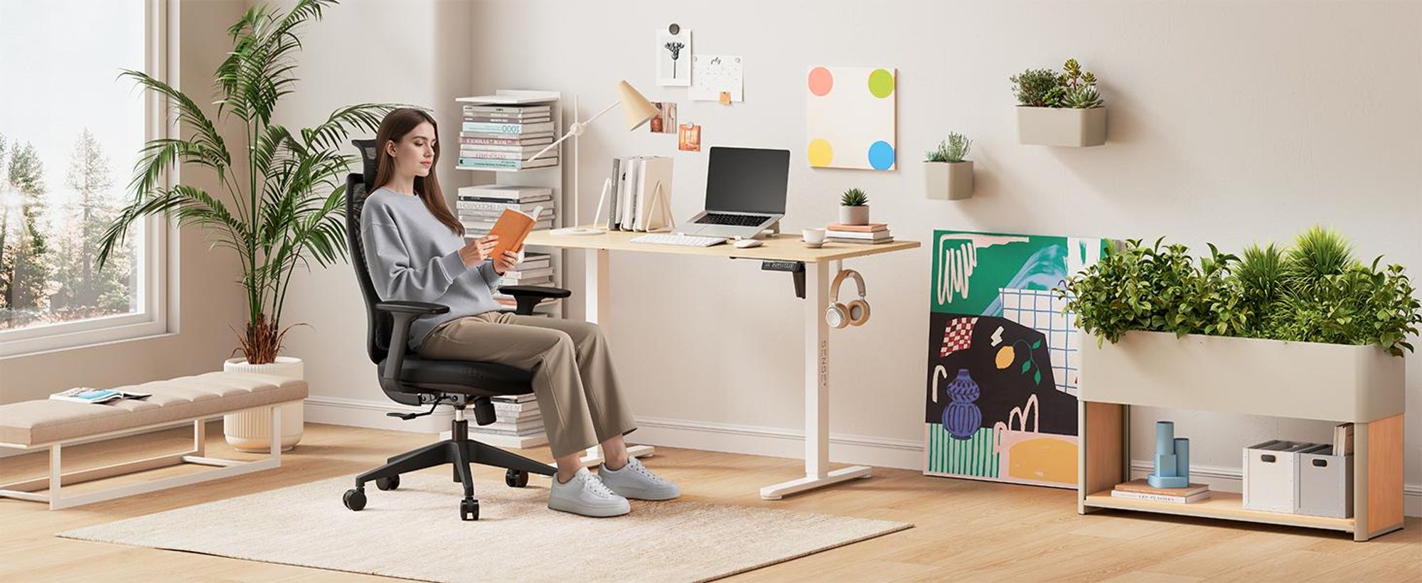 SENSE7 Moyo Sedia da ufficio ergonomica Sedia da scrivania Nera Braccioli 3D Schienale in rete Supporto lombare Poltrona direzionale Sedia per home office e PC 150 kg