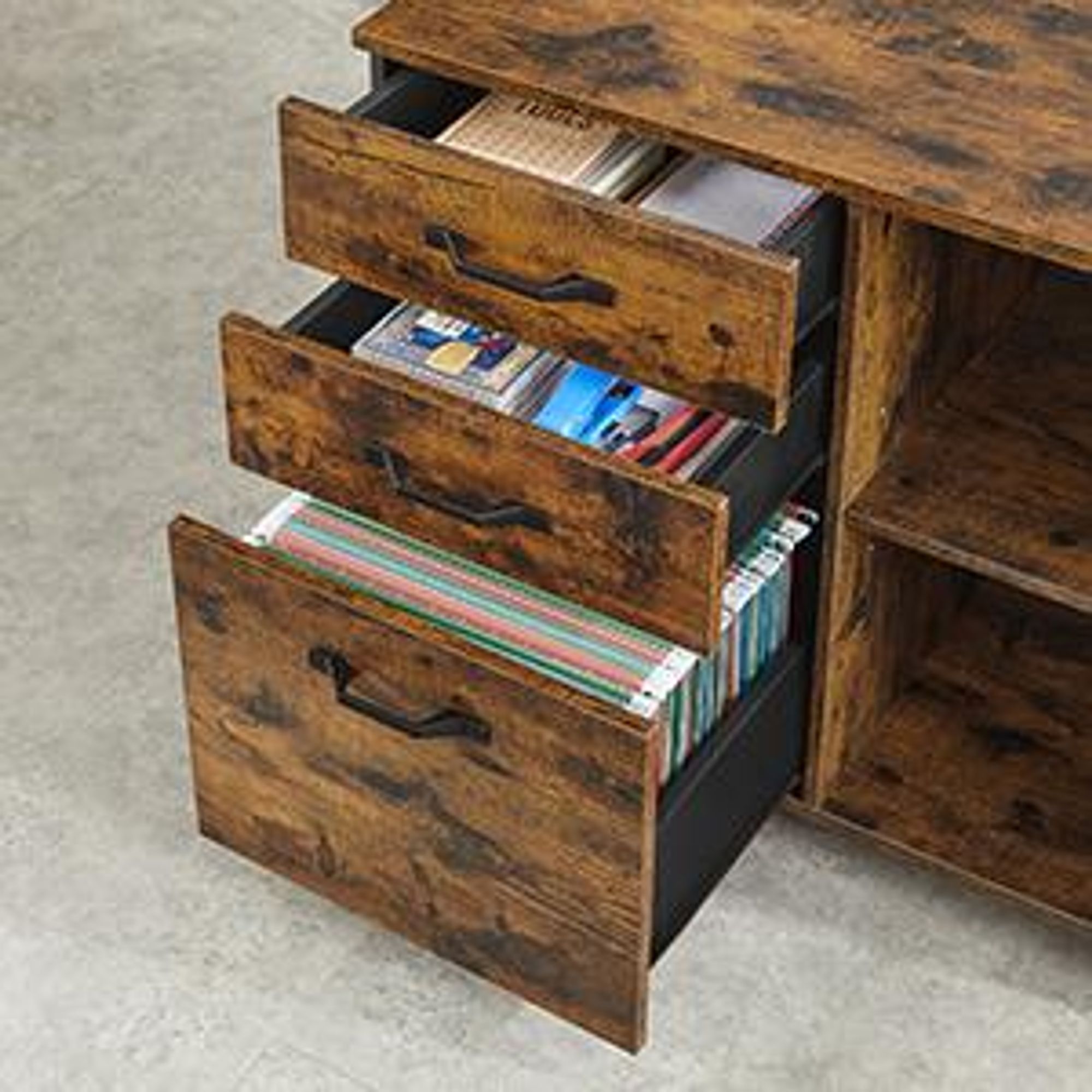 VASAGLE Aktenschrank Rollcontainer, mit Rollen nd 3 Schubladen