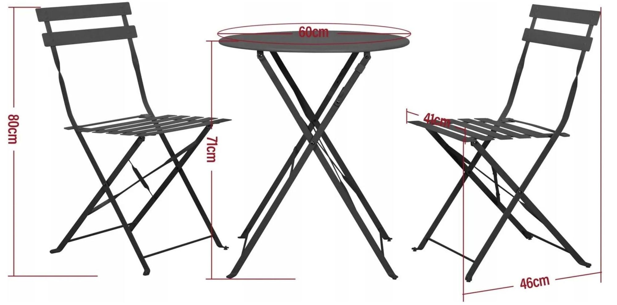 SEMPLICI | Gartenmöbel Set - 3-teilig - Schwarz - Bistro-Set 3-teilig - Balkonmöbel-Set -Tarassentisch Gartenstühle Hochlehner