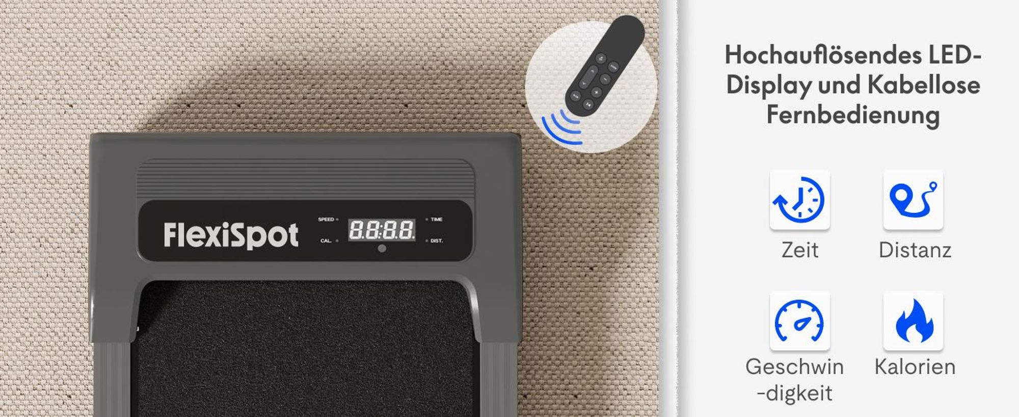 FlexiSpot Laufband, 2 in 1 Walking Pad, bis 120kg belastbar, 1–6km/h, mit Fernbedienung & LED-Display, inkl. Schmieröl, für Zuhause & Büro, Grau