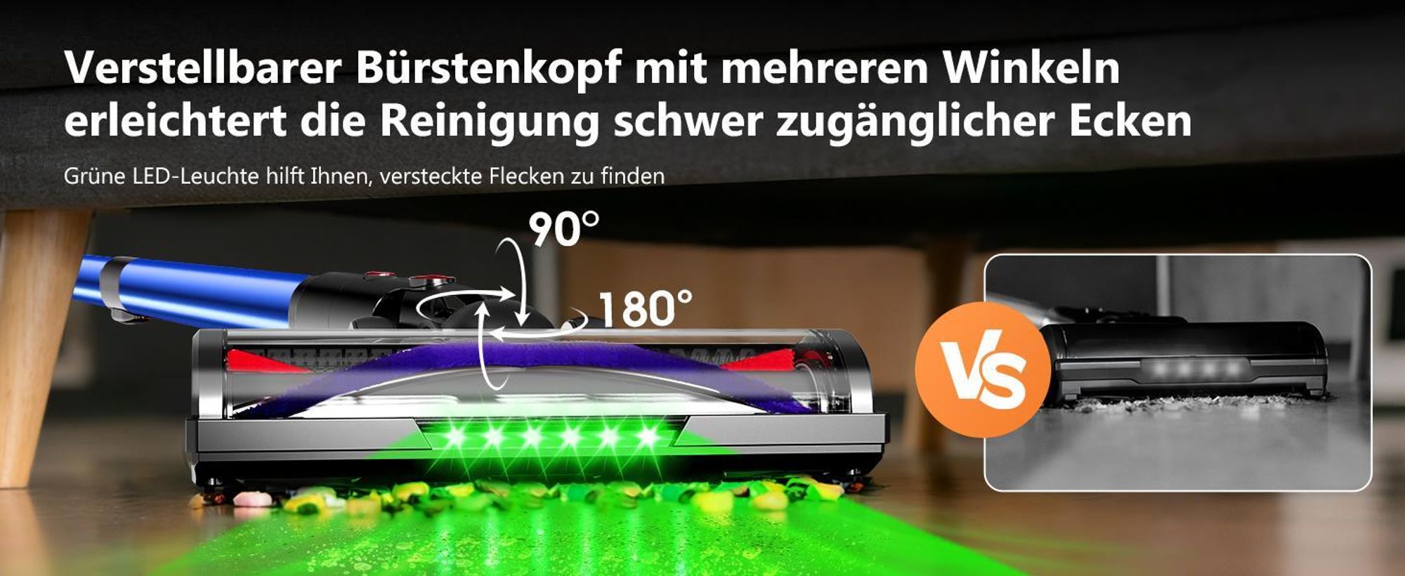 Hiazurm Akku Staubsauger, 85000Pa Staubsauger kabellos mit Touchscreen, HEPAx4, 80Min, Schlauchbürste, Staubsauger, 2L, Anti-Tangle-Staubsauger
