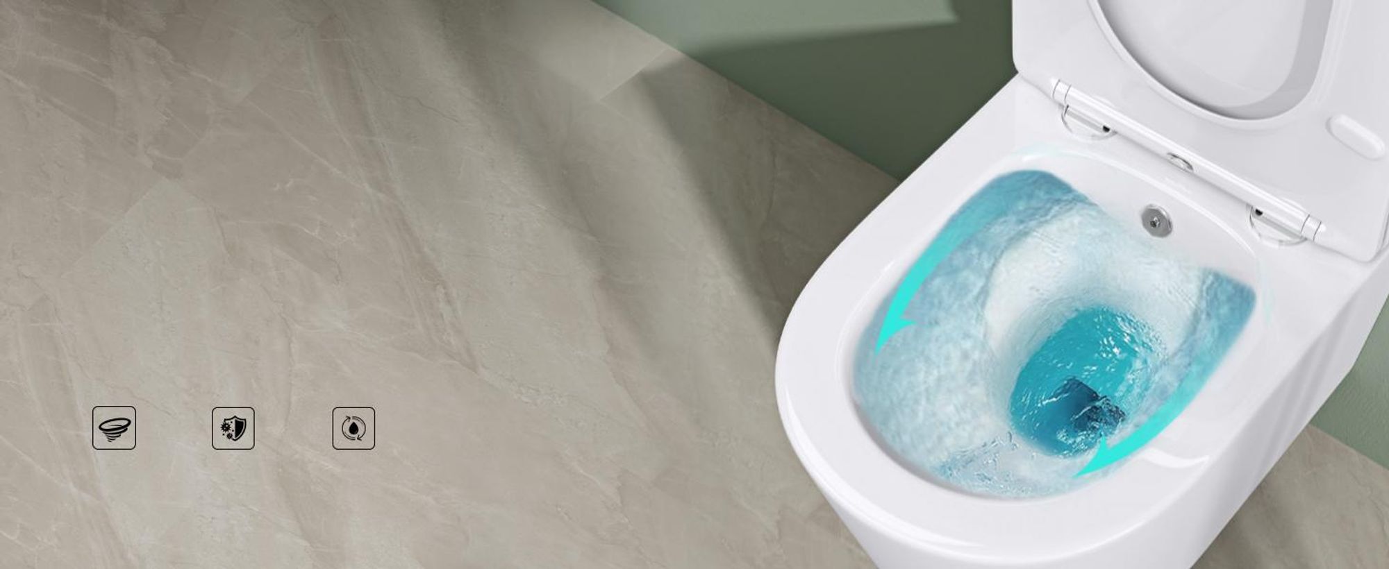 Mai & Mai Hänge WC Toilette Wand-WC Spülrandlos Weiß aus Keramik Wandmontage mit Absenkautomatik Aachen601