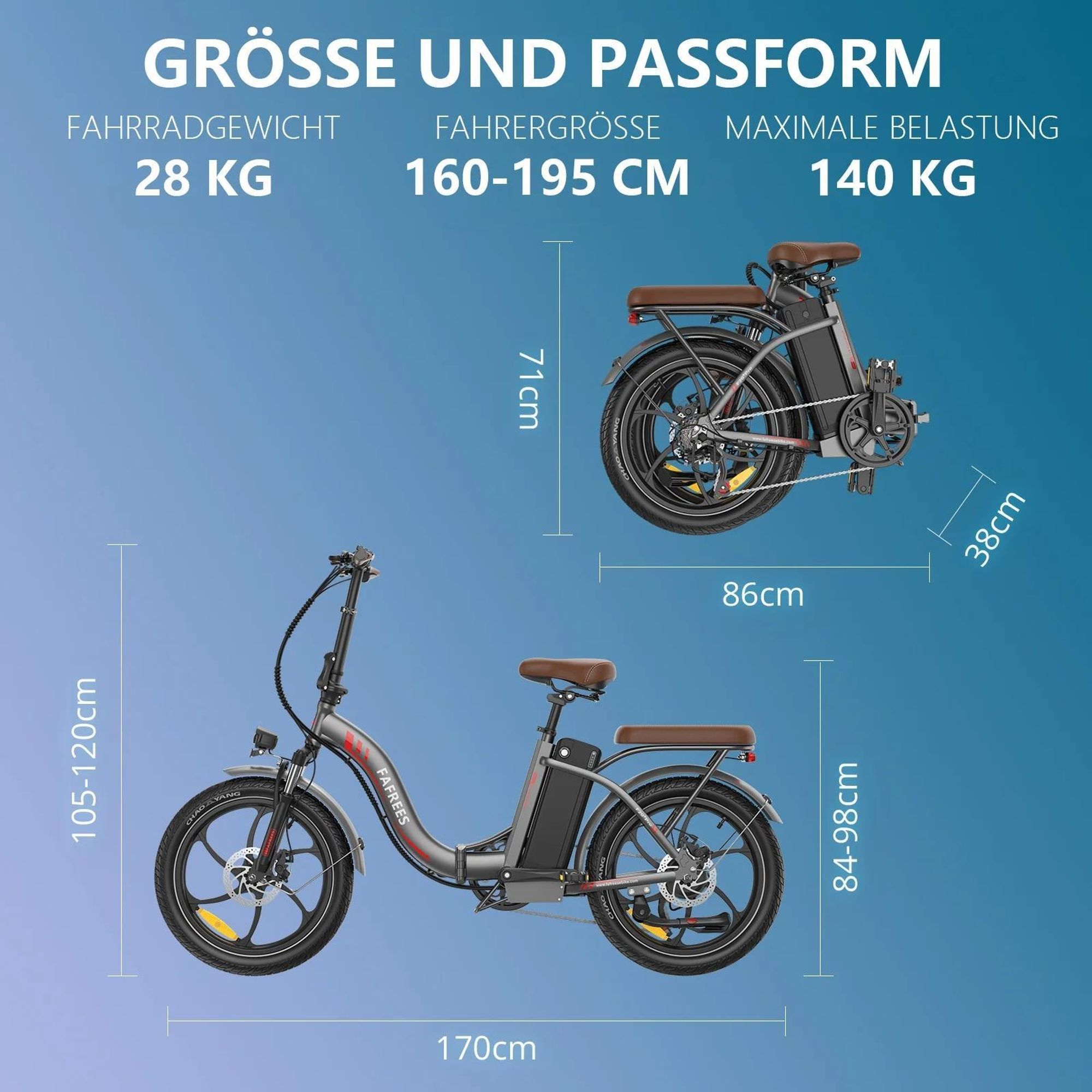 E-Bike FAFREES F20+ Pro - Motor 250W Batterie 36V25Ah 20 Zoll Reifen Mechanische Scheibenbremsen - Aurorablau