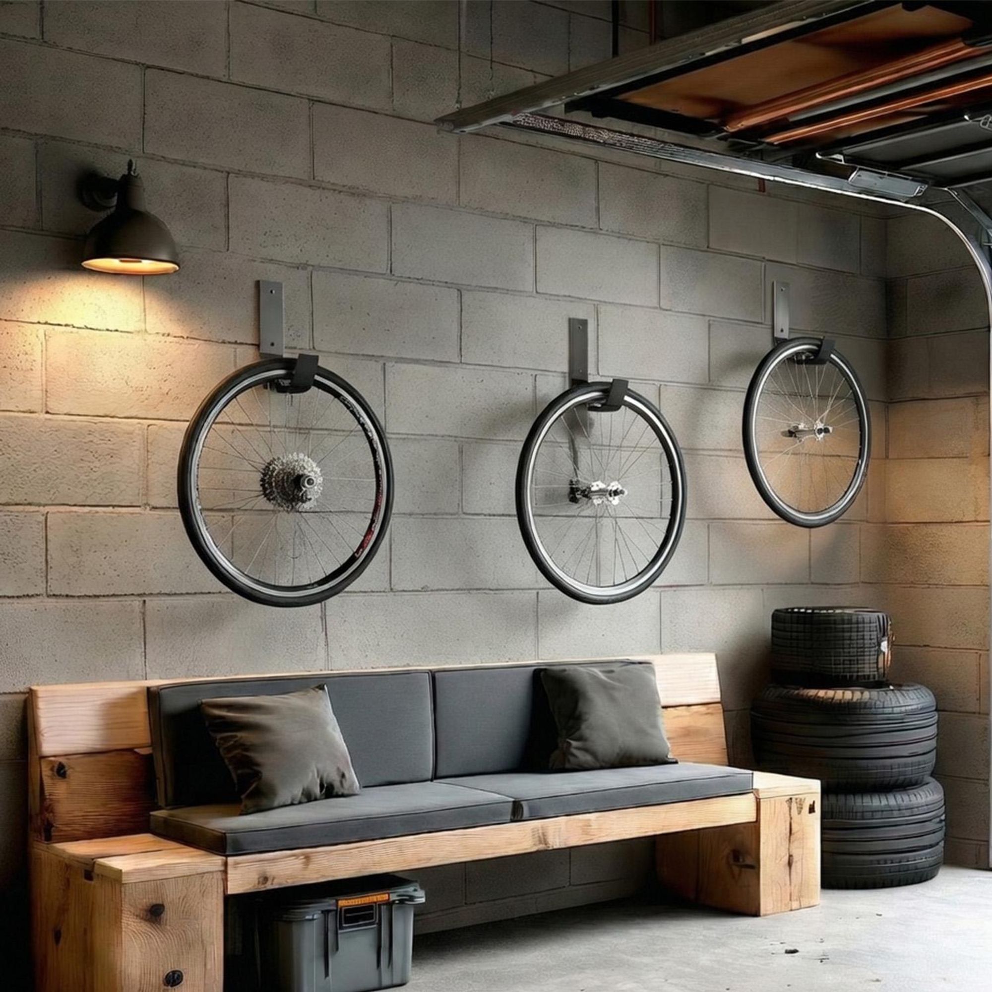 Maclean MC-435 Wandhalterung Stahl 15kg Garage Heim Reifen Räder Leiter Fahrrad Gartenschlauch Aufbewahrung Robust Einfach Montage Zubehör