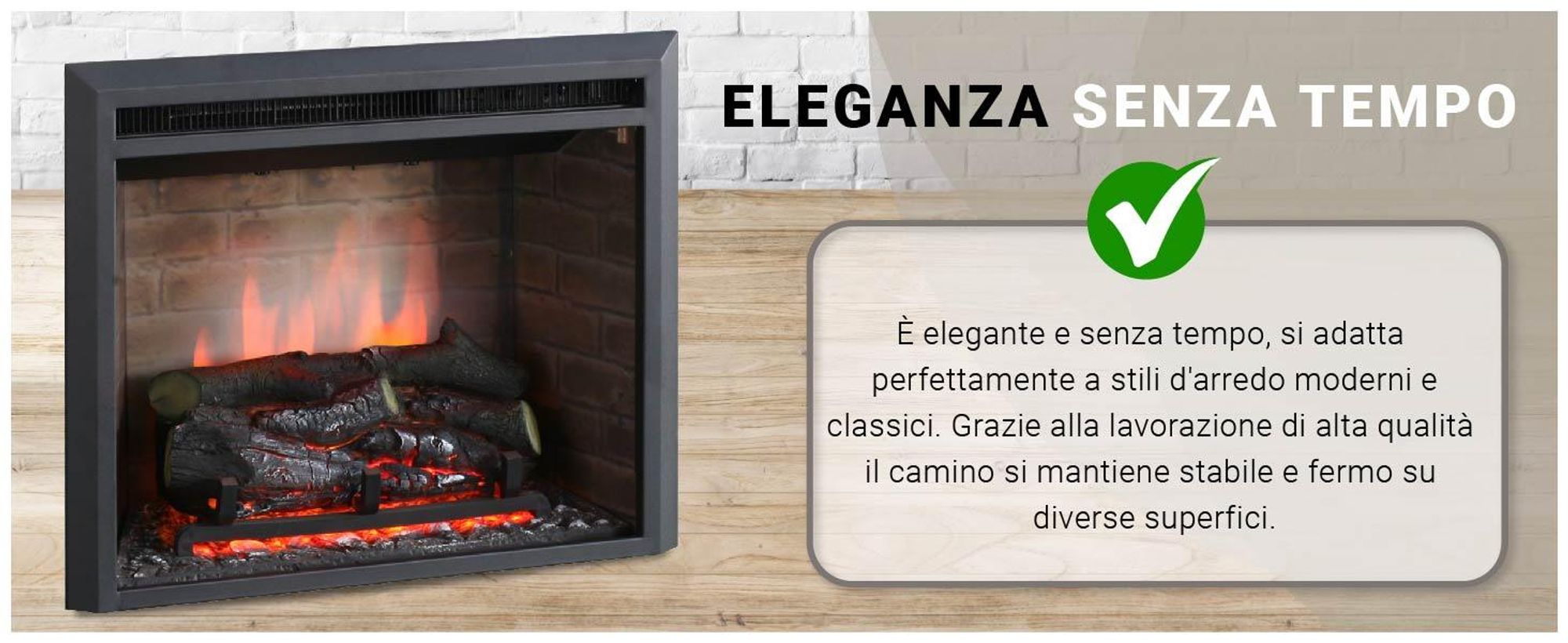 Camino elettrico BALDERIA Calida 23 - Camino da incasso - Nero