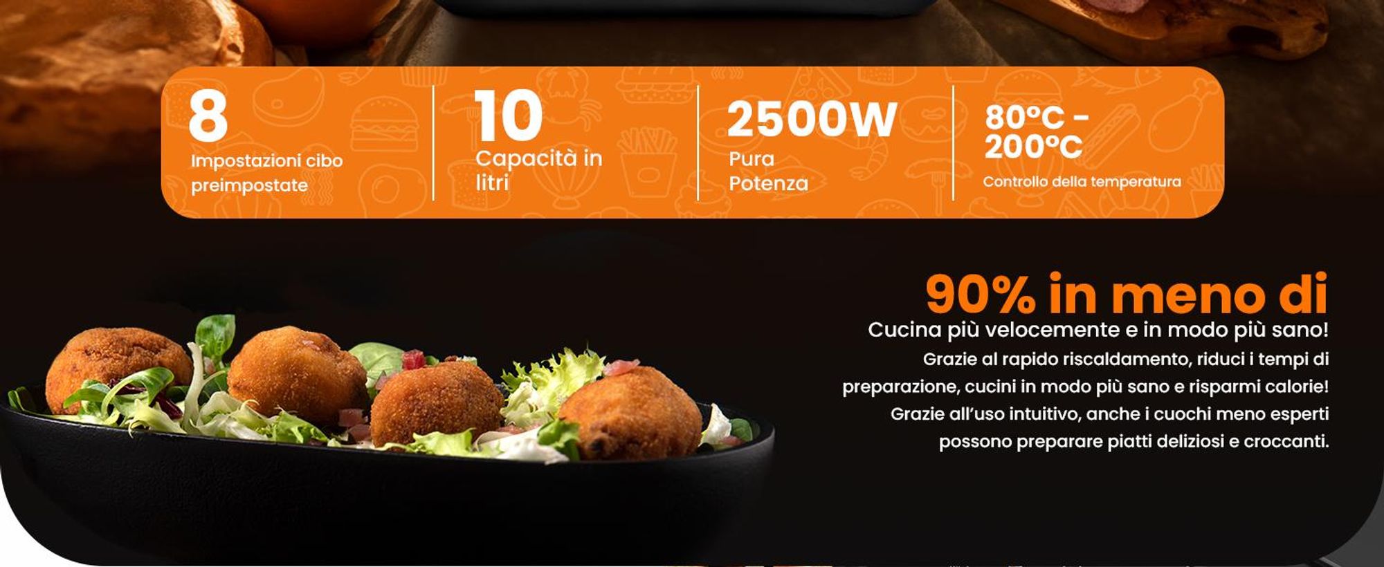 Extralink Air Fryer SJ-1000 10 L (6 L + 4 L), 2500 W, Dual Basket, friggitrice ad aria calda