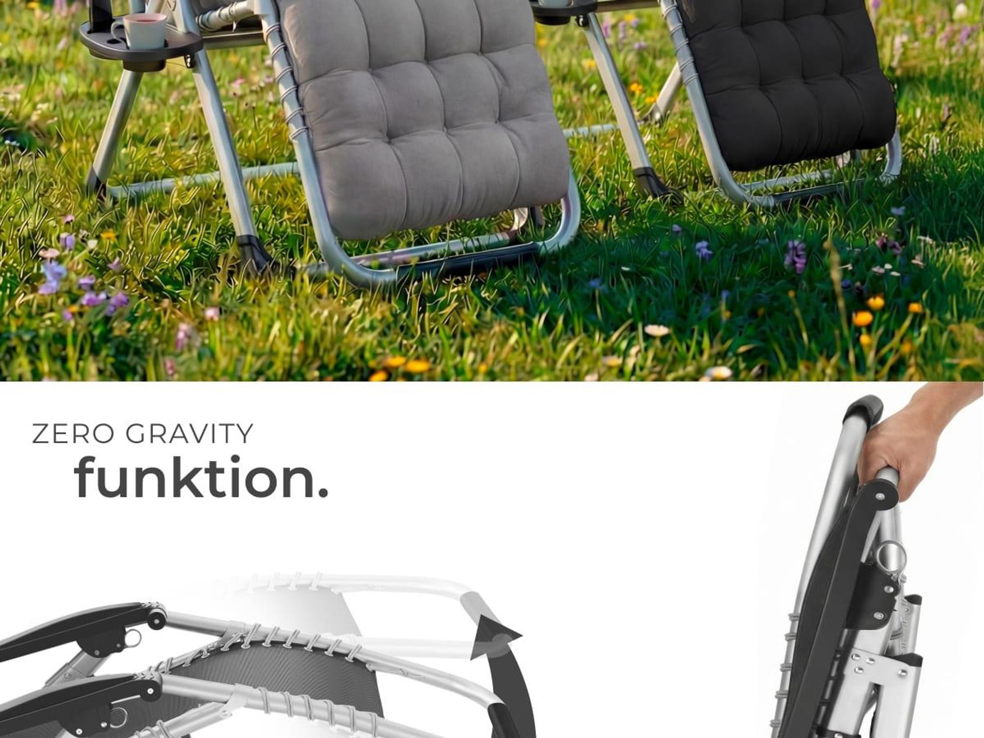 tectake® Sonnenliege Cloud klappbar, stufenlos verstellbar