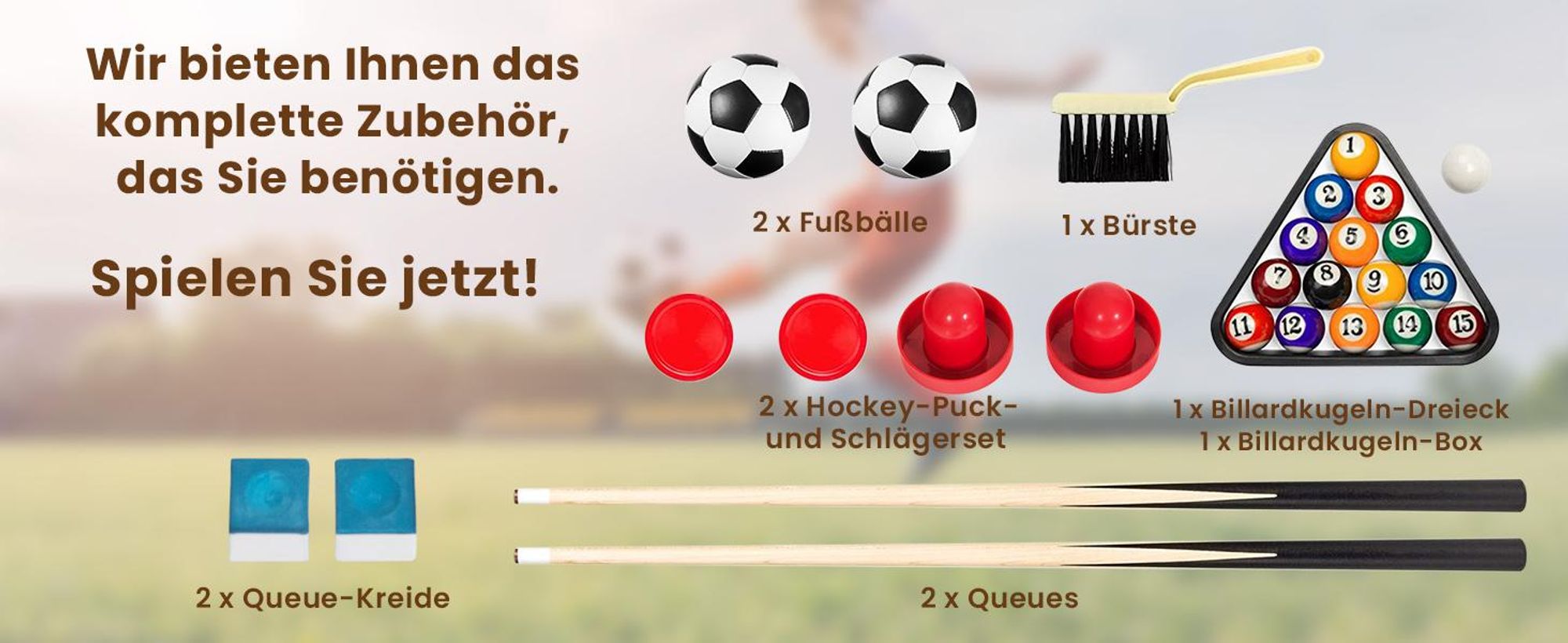COSTWAY 3 in 1 Spieltisch, Tischkicker mit Tischfußball, Billard & Airhockey, Multifunktionstisch mit Metallrahmen & Zubehör, Kickertsich
