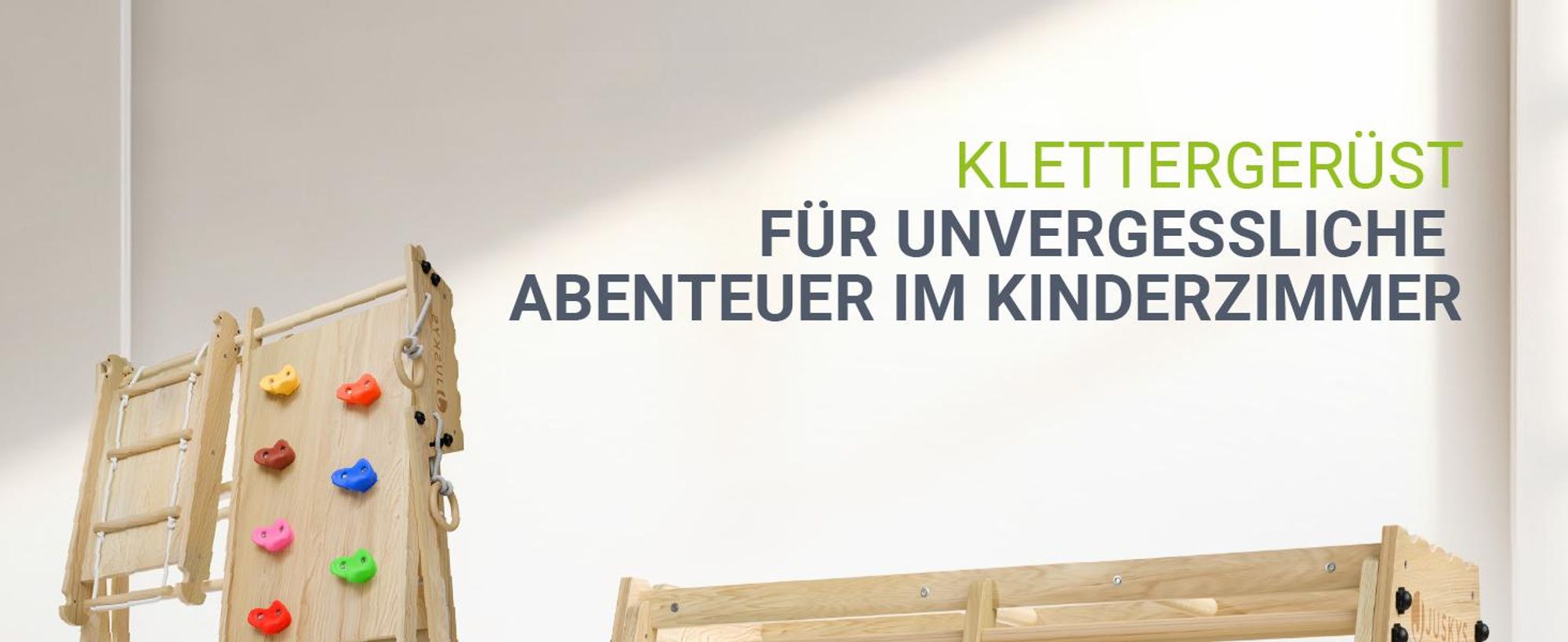 Juskys Mini Klettergerüst für Kinder - Rutsche, Kletterwand & Turnringe - Natur