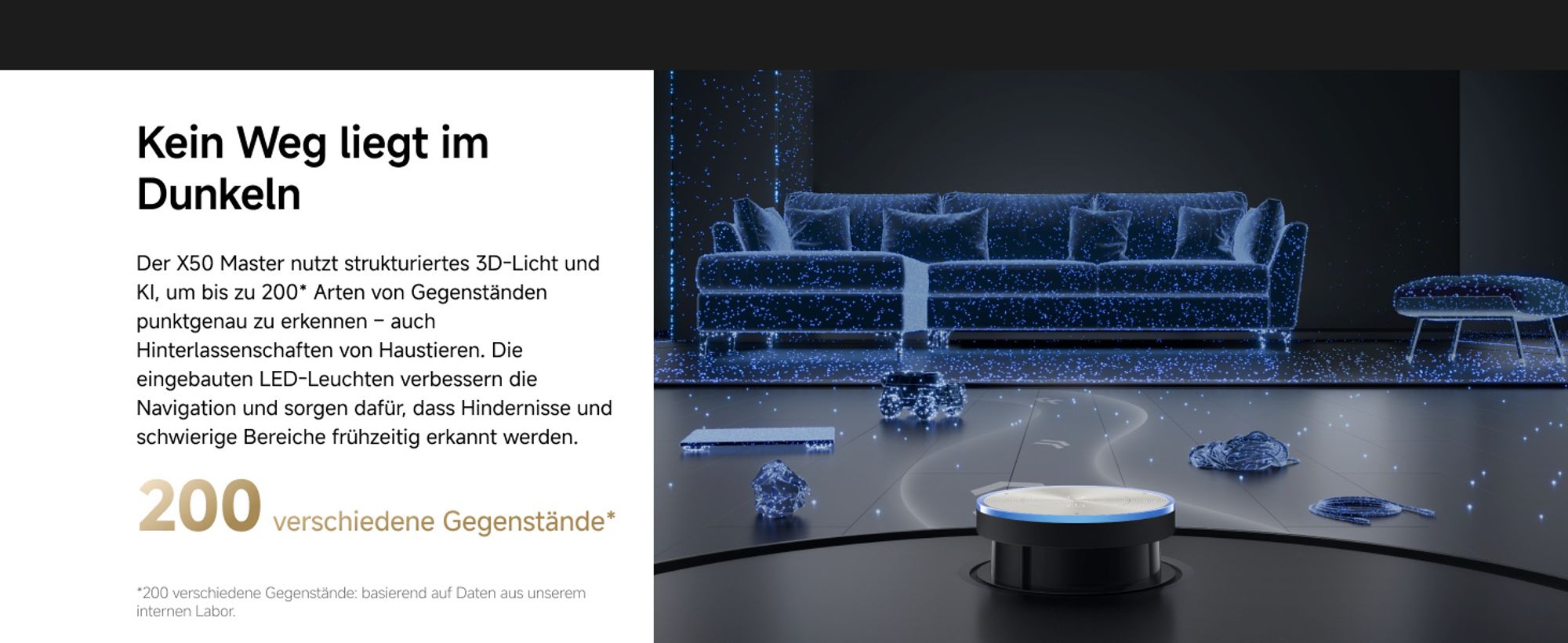 DREAME X50 Master Staubsaugerroboter mit 24,9cm Basisstation,Automatisches Nachfüllen＆Entleeren,Nachlaufsystem,AI Hindernisvermeidung,20000Pa, Schwarz